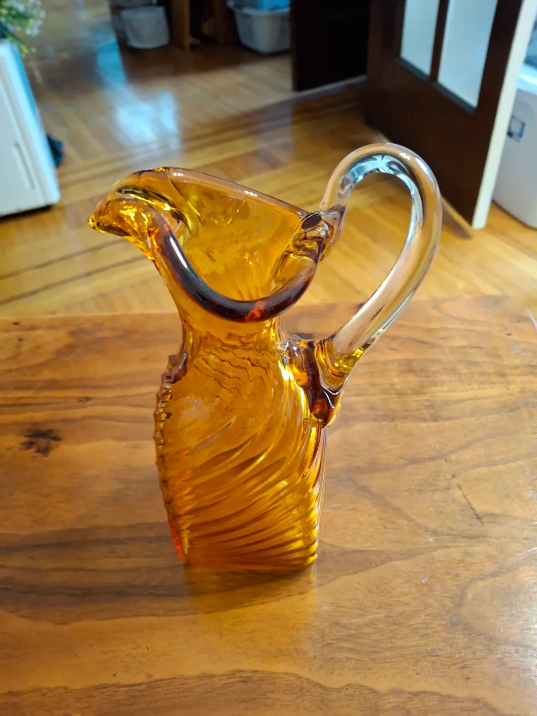 Vintage Amber Glass Swirl Pitcher - photo 2