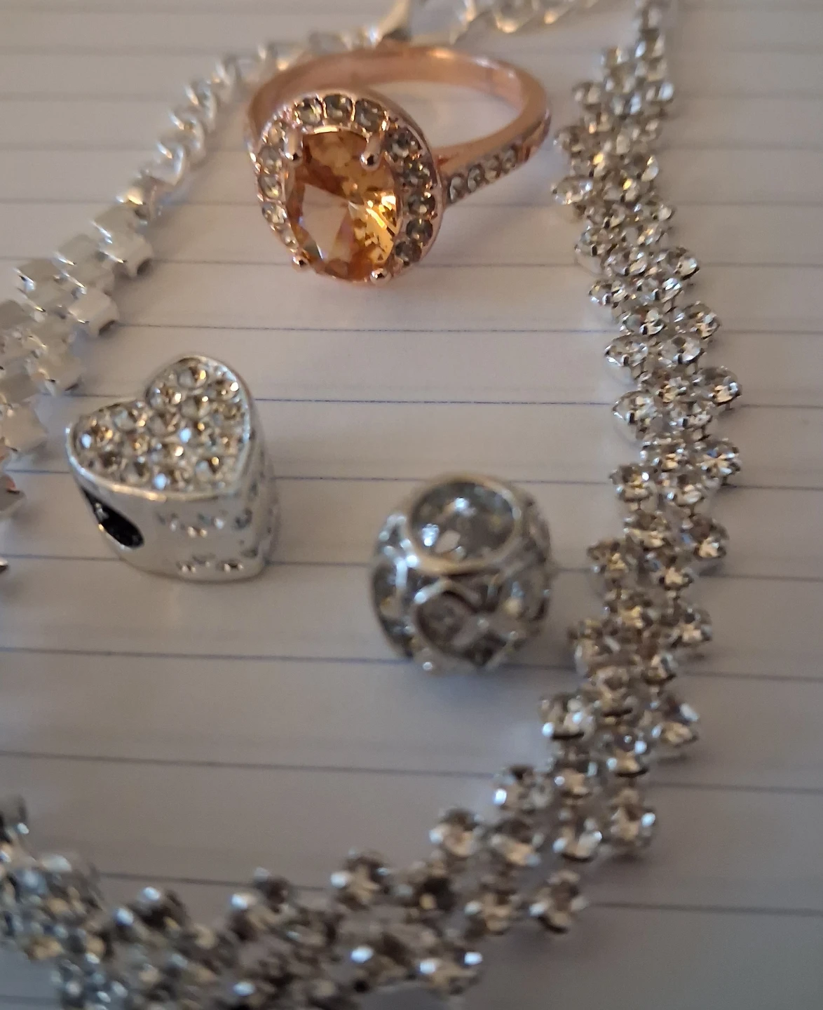 Rhinestone Heart bracelet, Ring, and Charm Set - photo 5