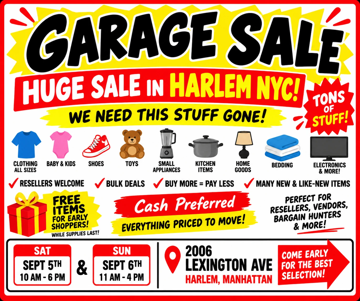 HUGE LIQUIDATION SALE IN HARLEM NYC!