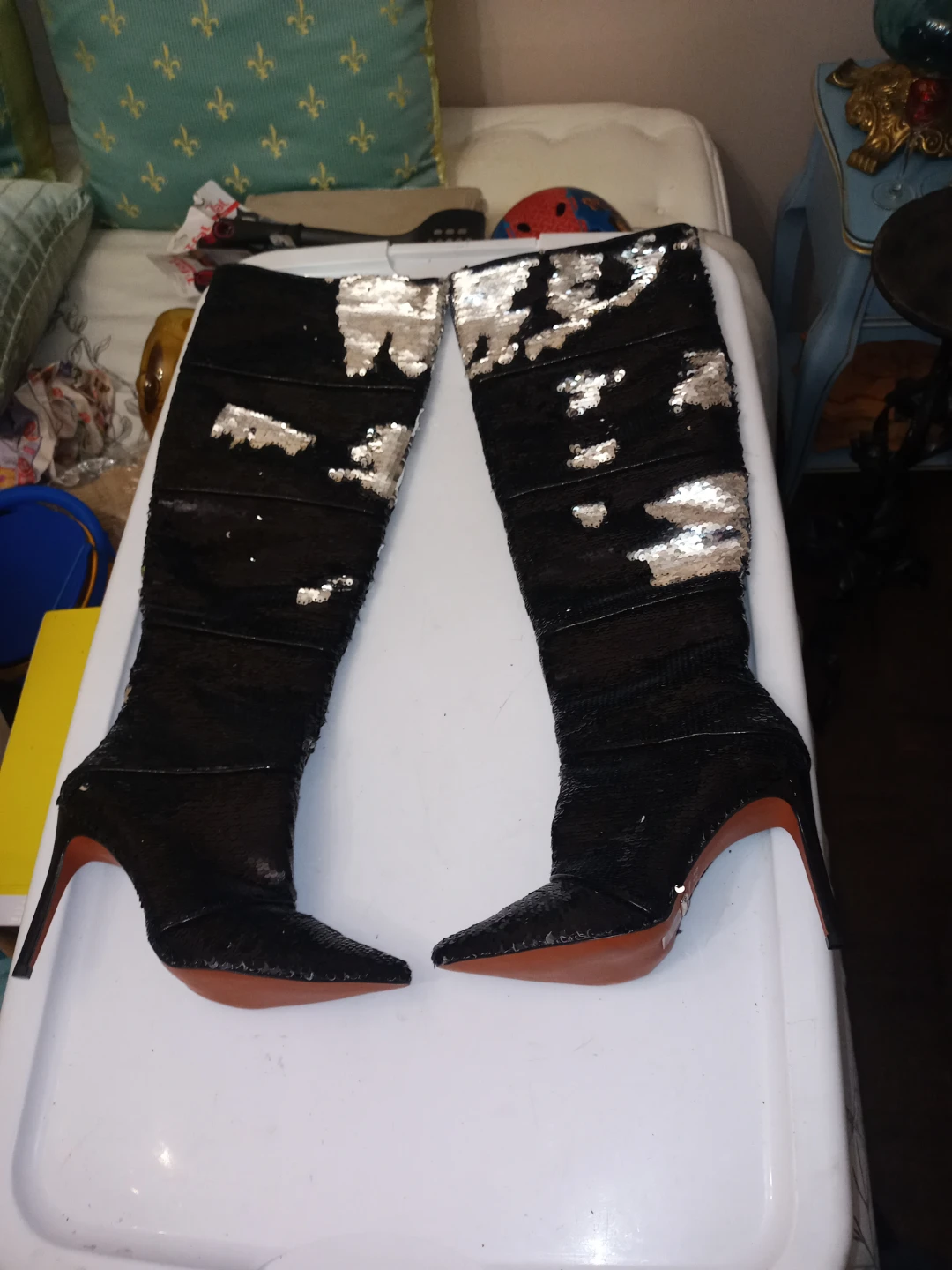 L' Intervalle Glitter Tall Women's Boots - Size 7 Made In Brazil