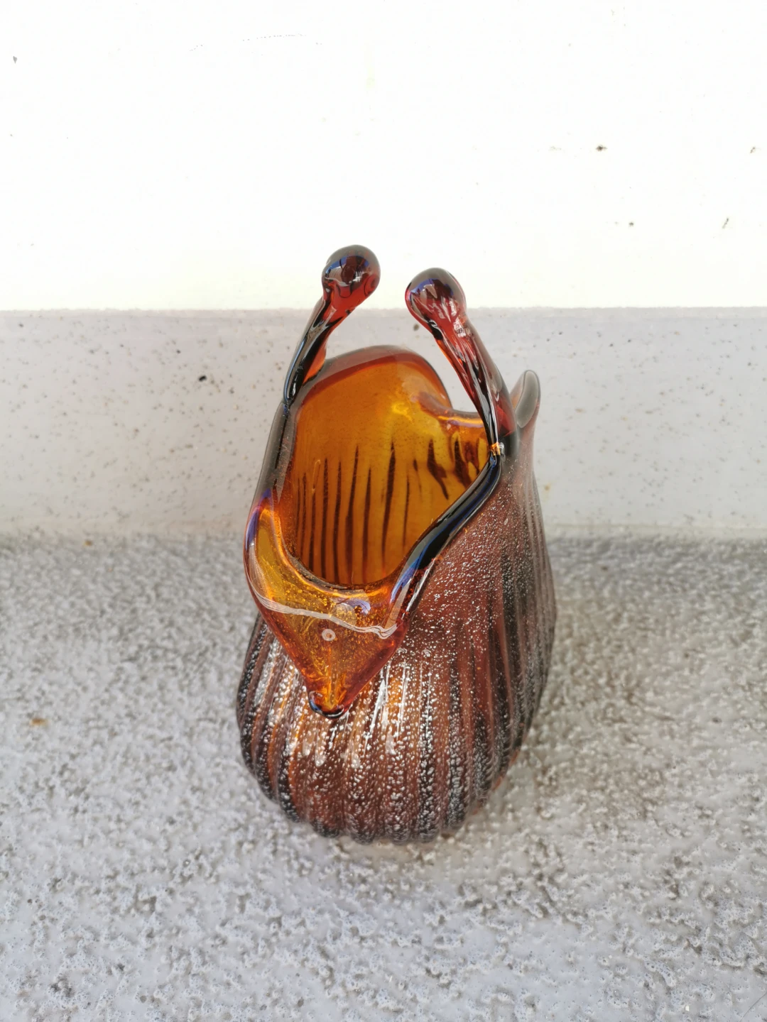 Vintage Art Glass Purse Vase Handblown Handbag Decor 9" - photo 5