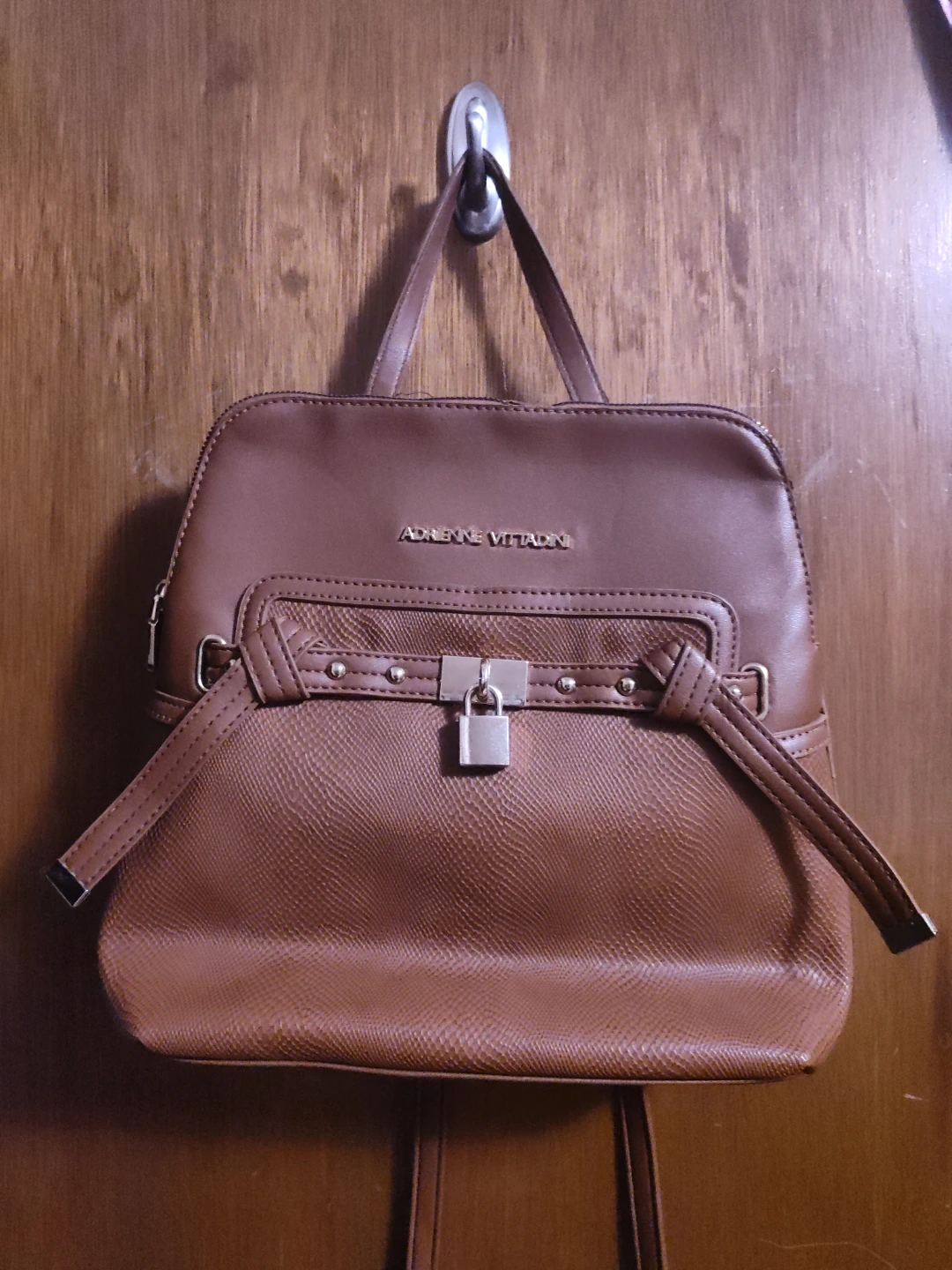 Adrienne Vittadini Brown Faux Leather Backpack