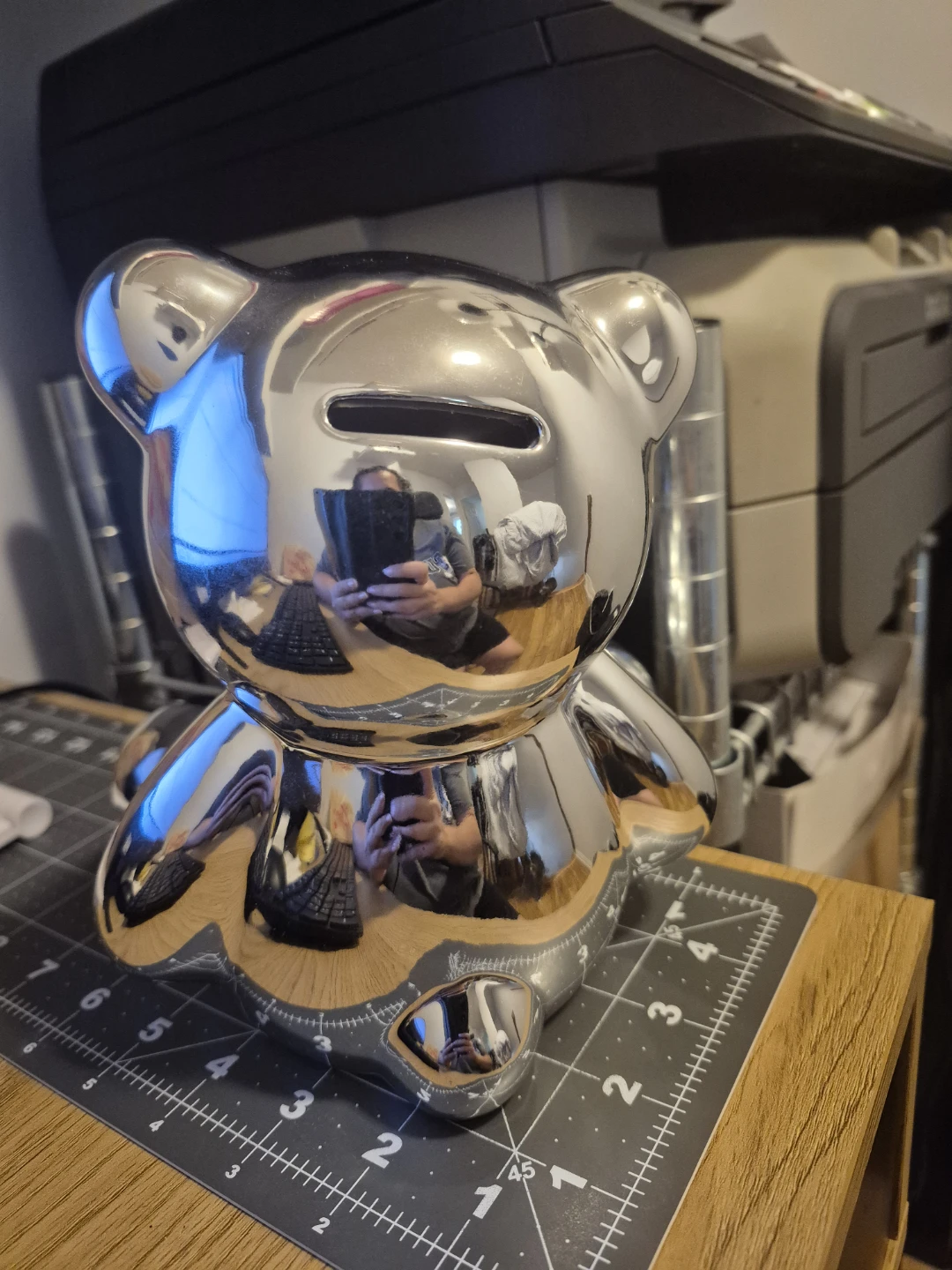 Silver Mirror Finish Bear Bank - photo 2
