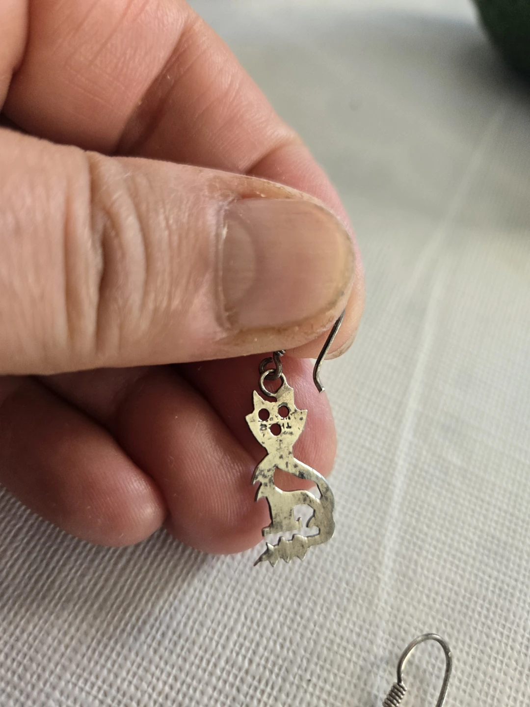 Sterling silver cat dangle earrings - photo 2