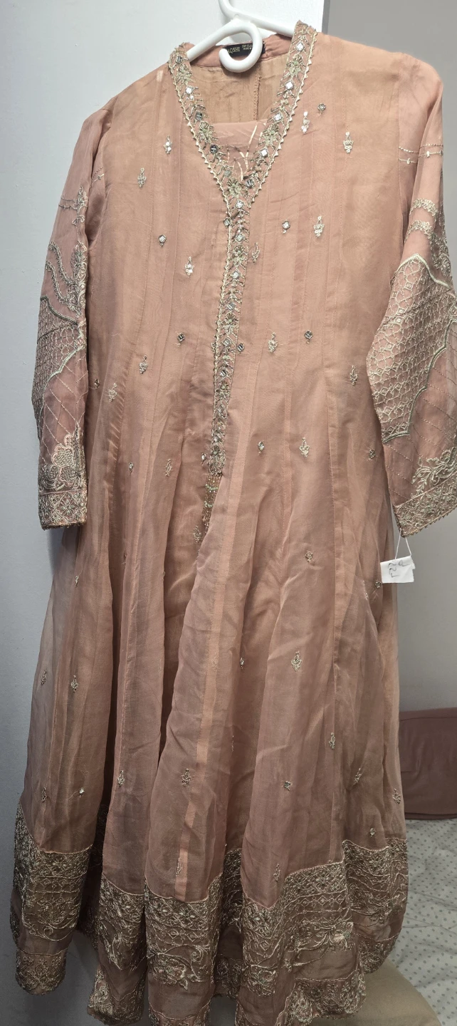 Pink Embroidered Kameez with Mirror Work