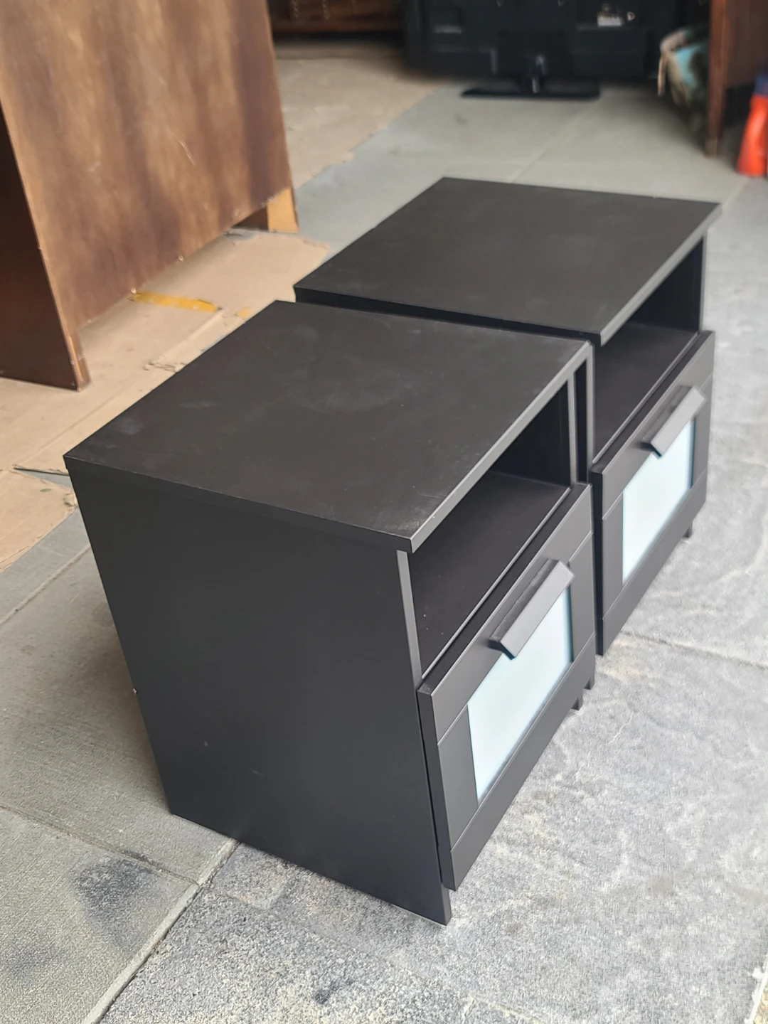 Pair of IKEA BRIMNES Black Nightstands – Frosted Glass Drawer - photo 4