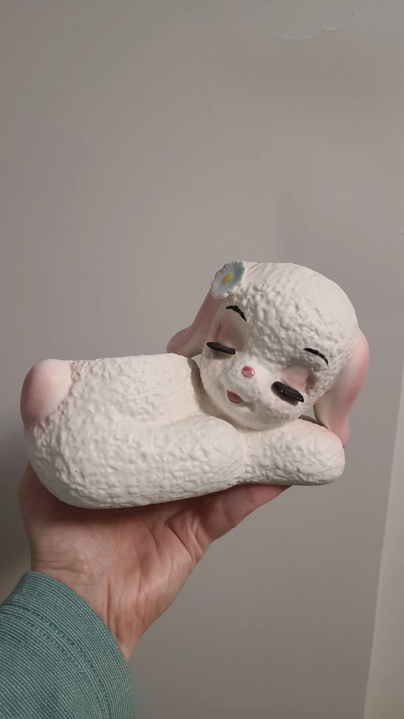 Vintage Hand-Painted Fine China Lamb Planter