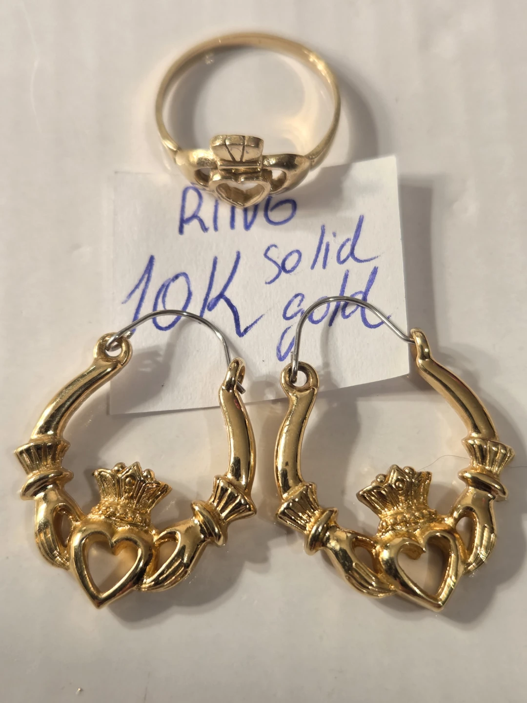 10k solid gold ring and earings gold filled