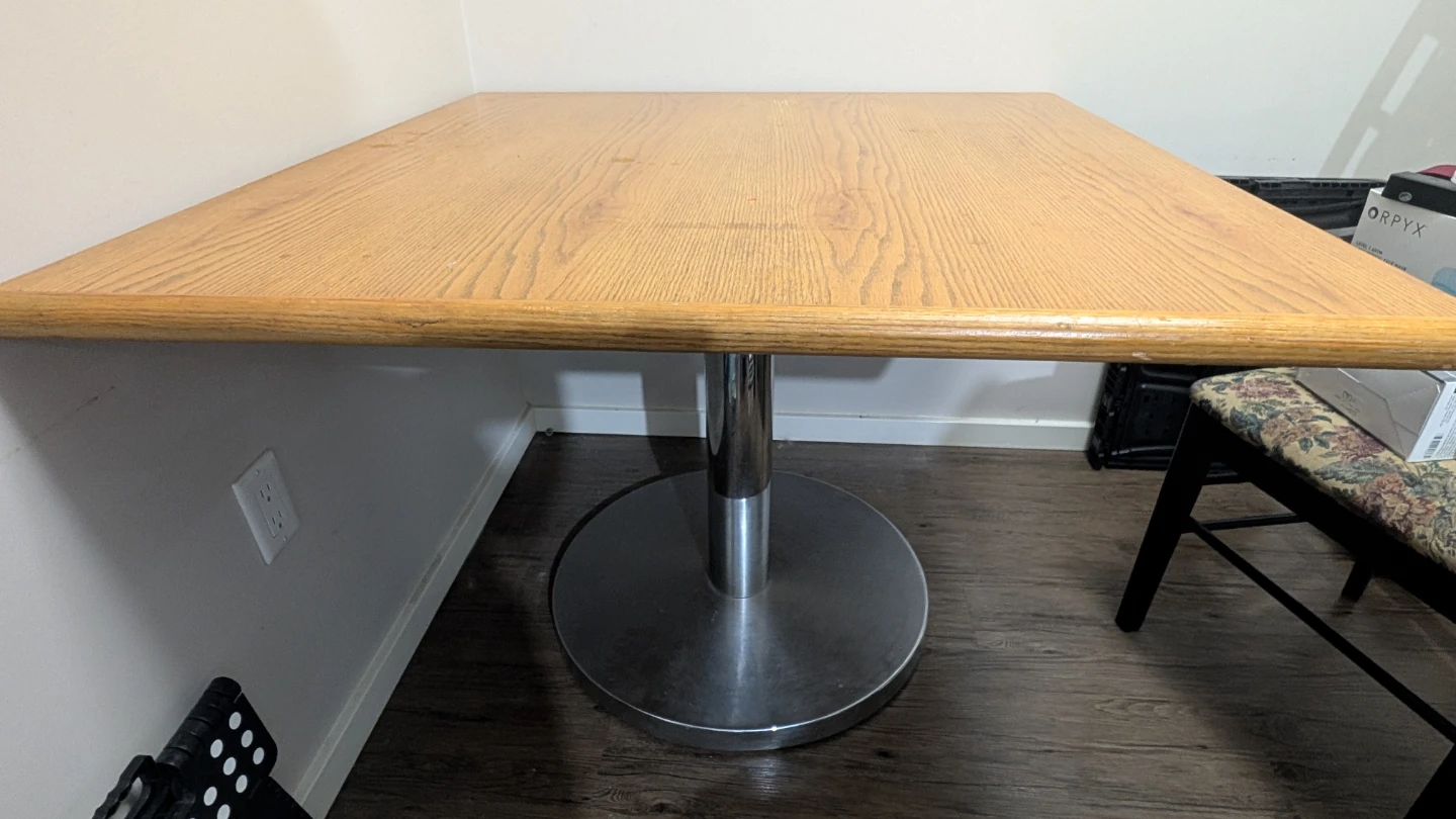 Square Wood Dining Table with Pedestal Base