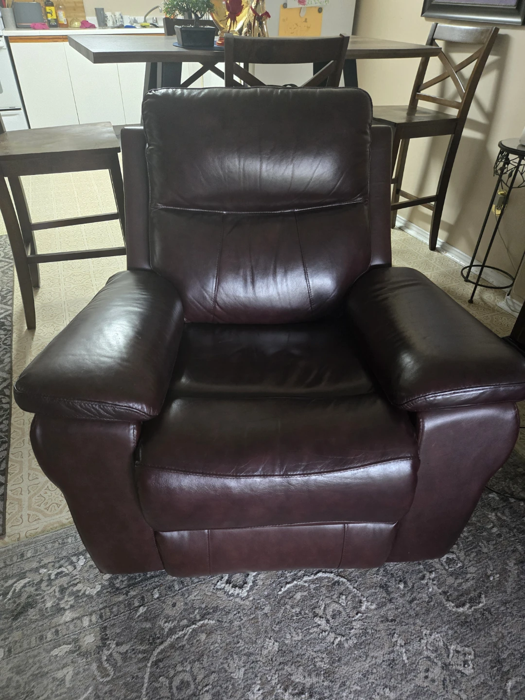 Dark Brown Leather Recliner - photo 3