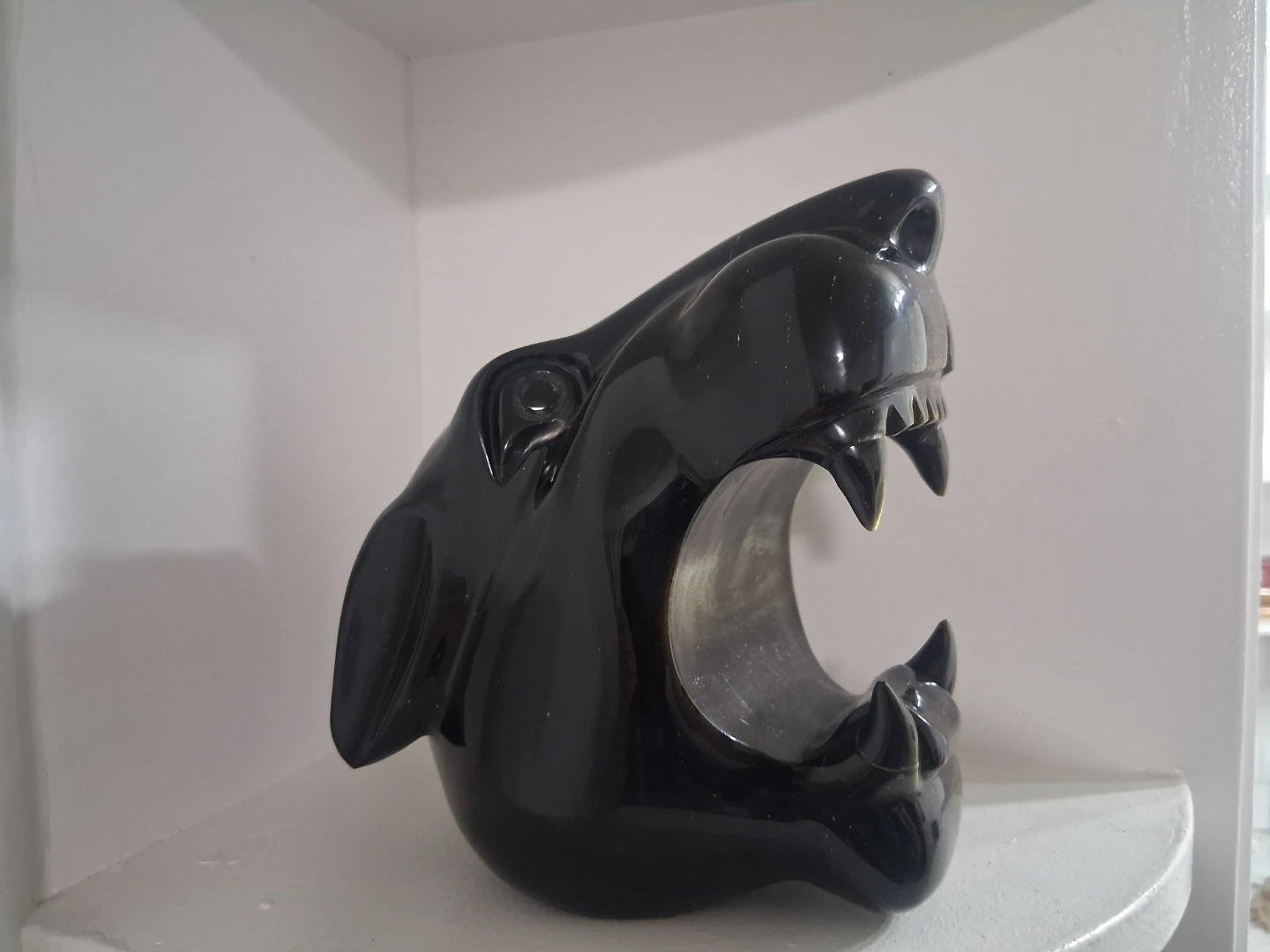 Vintage Black Panther Head Figurine Bowl
