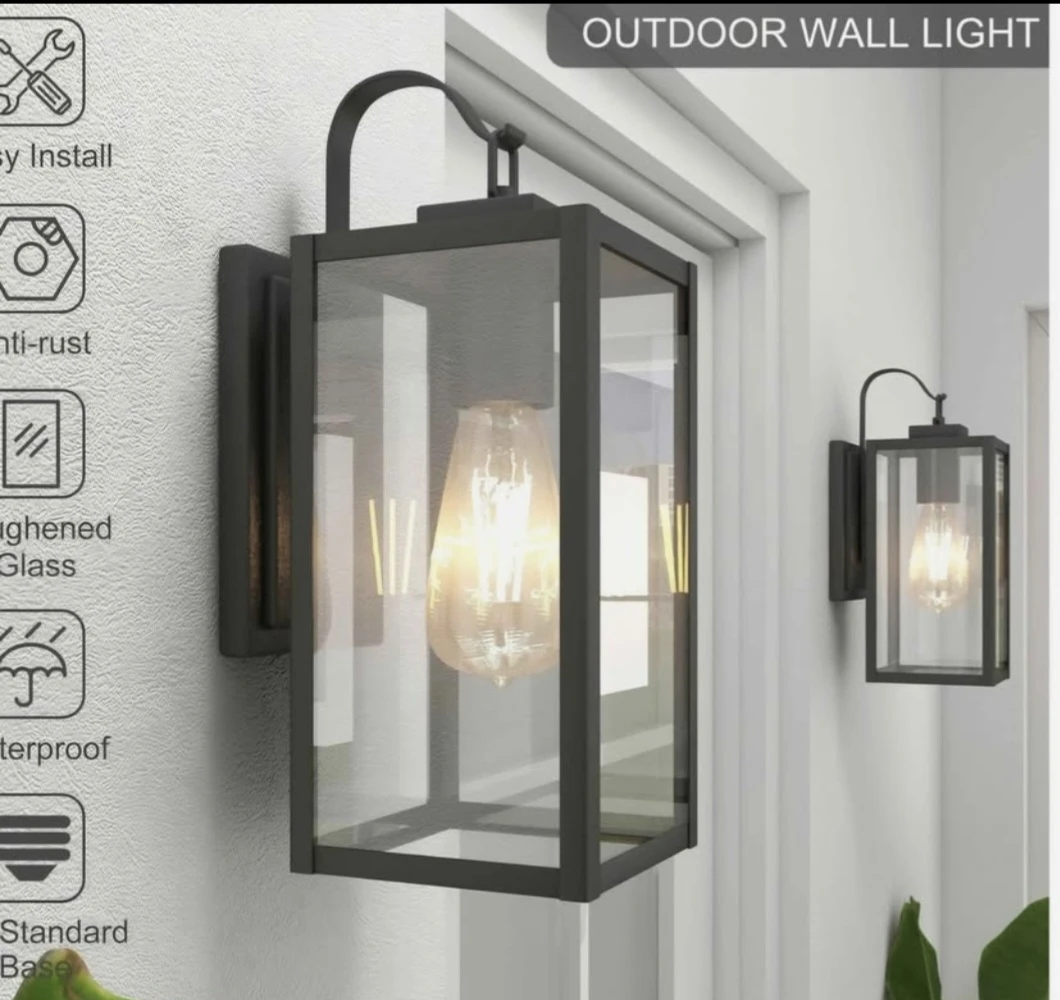 2 New Outdoor Motion Sensor Dusk-to-Dawn Wall Light