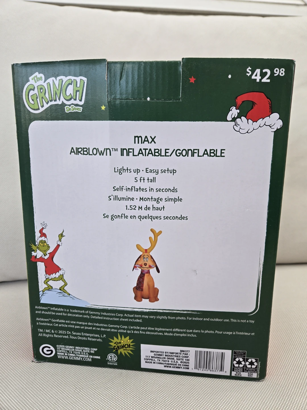 Christmas inflatable the grinch max  5ft decoration - photo 4