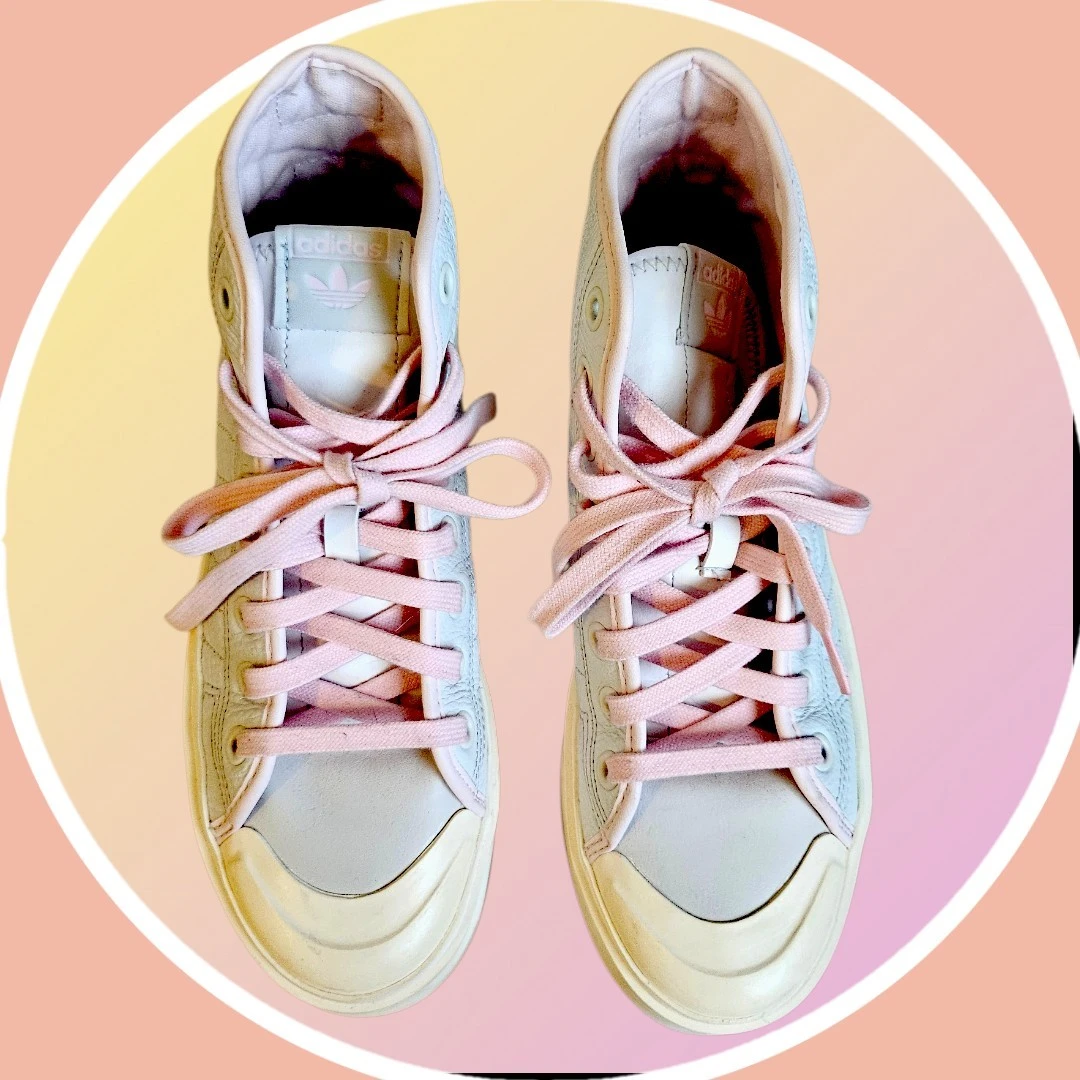 Adidas Textured Leather Platform Nizza Sneakers Pink Trim - photo 2