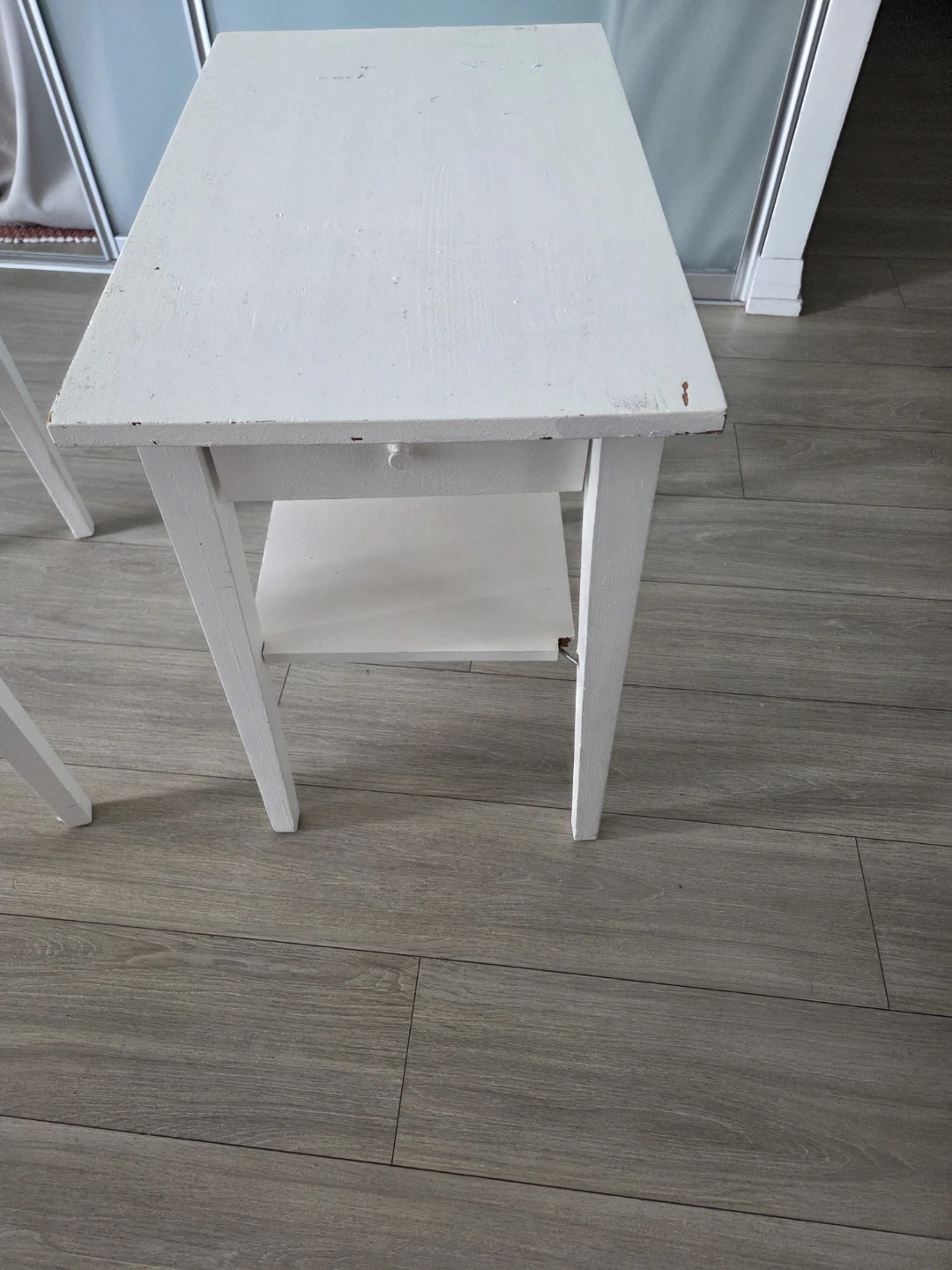 White Wooden End Table with Drawer - photo 5