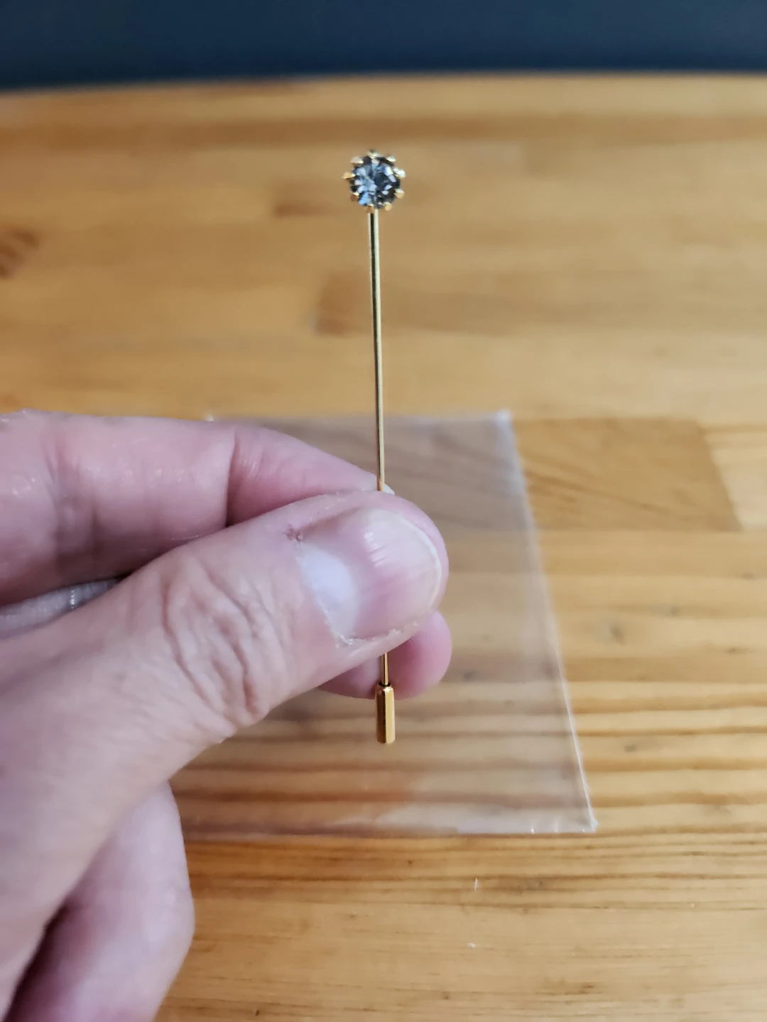 Vintage Gold-Tone Stick Pin with Australian Crystal Rhinestone - photo 3