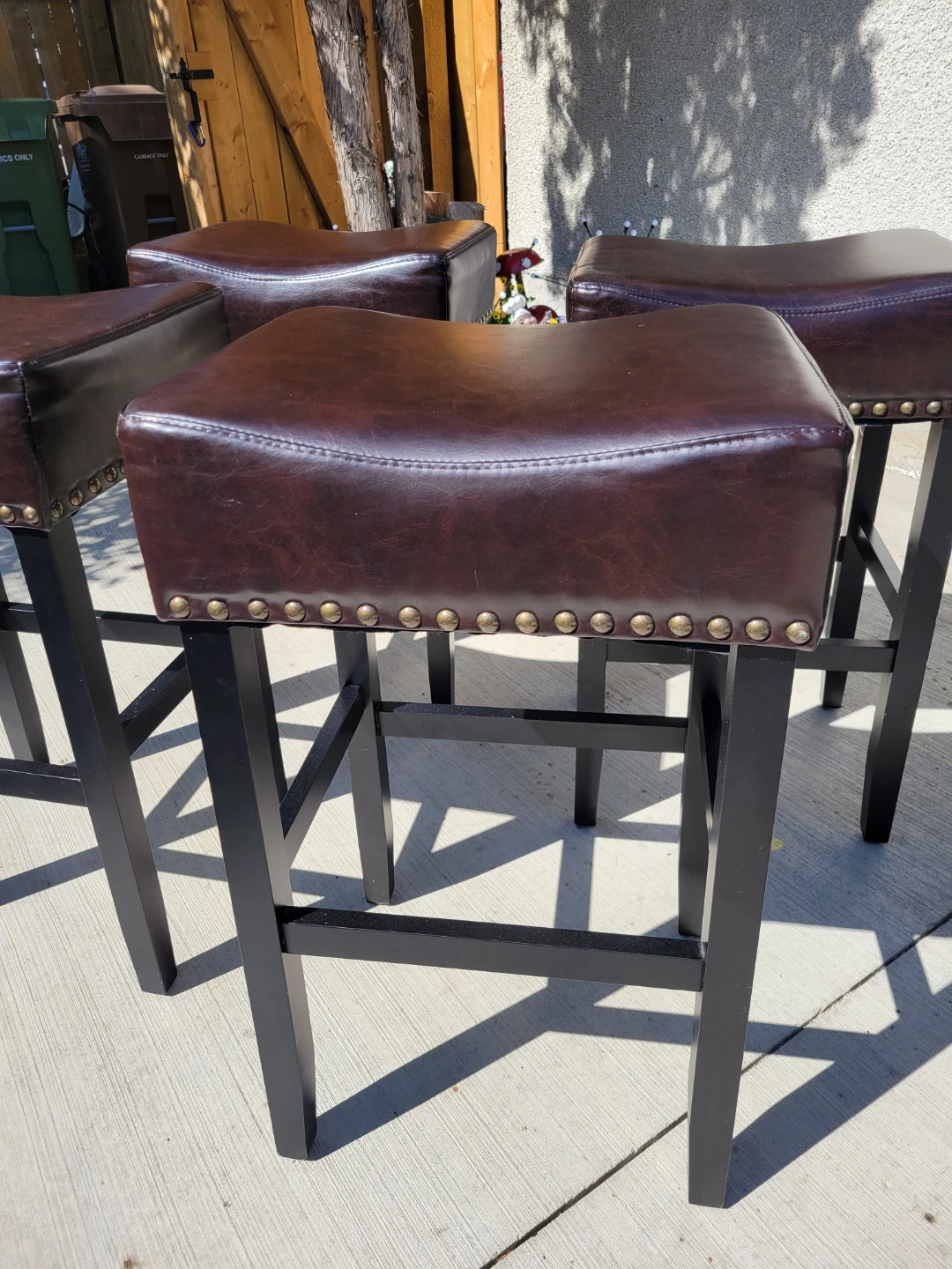 Set of 4 Brown Faux Leather Bar Stools - photo 2