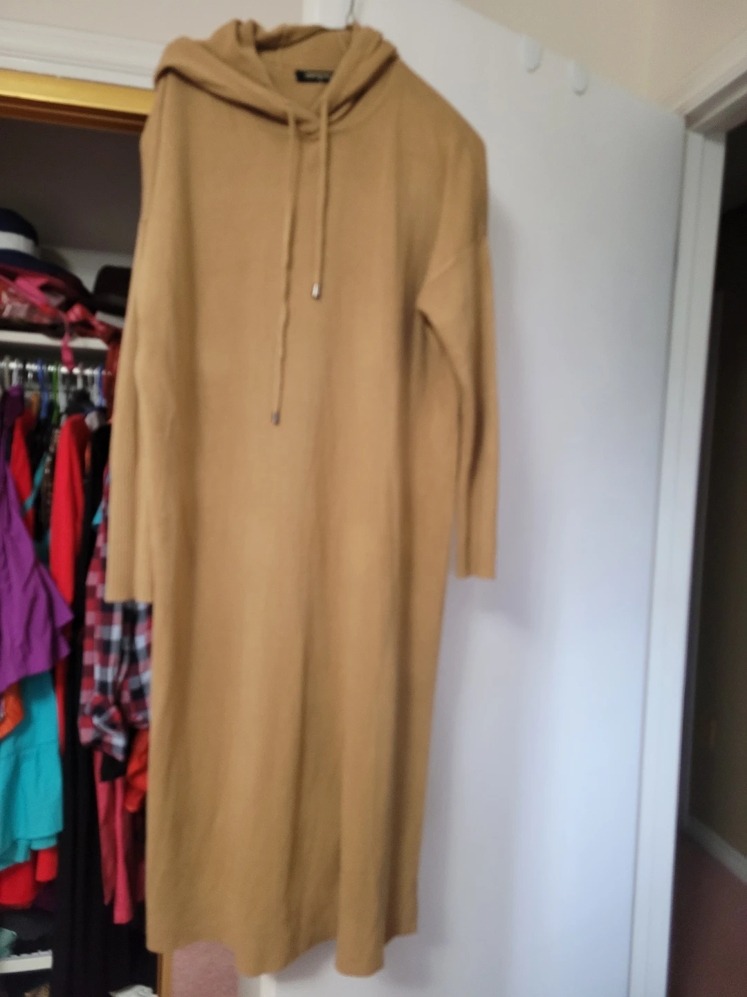 Tan Long-Sleeve Hooded Sweater 🏈Dress - photo 2
