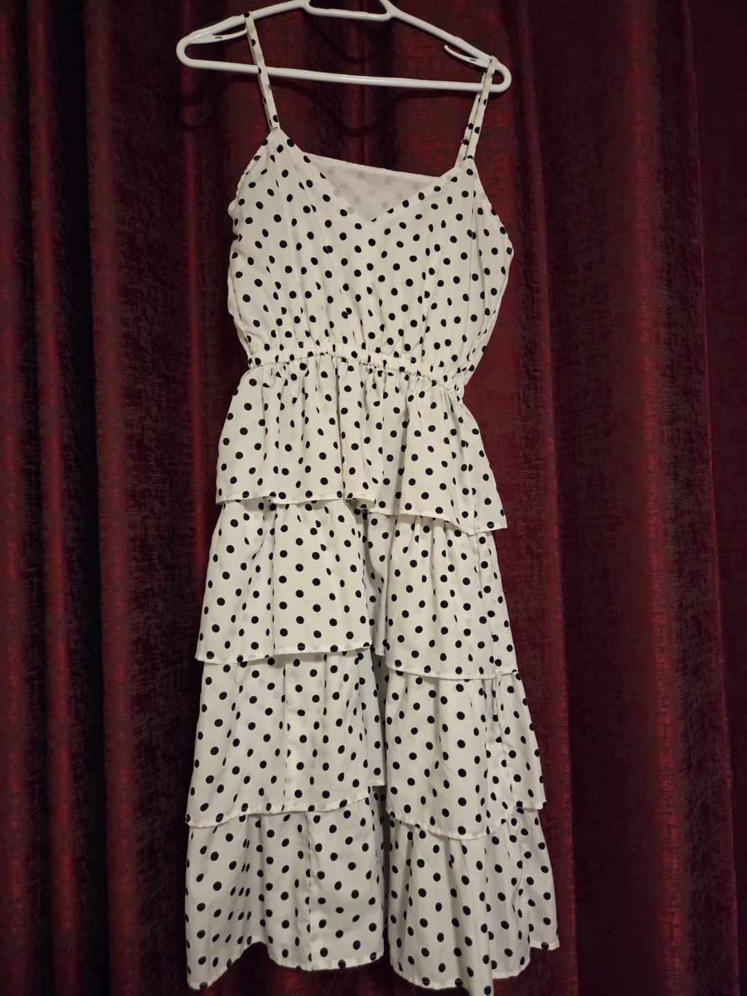 White polka dot tiered sundress