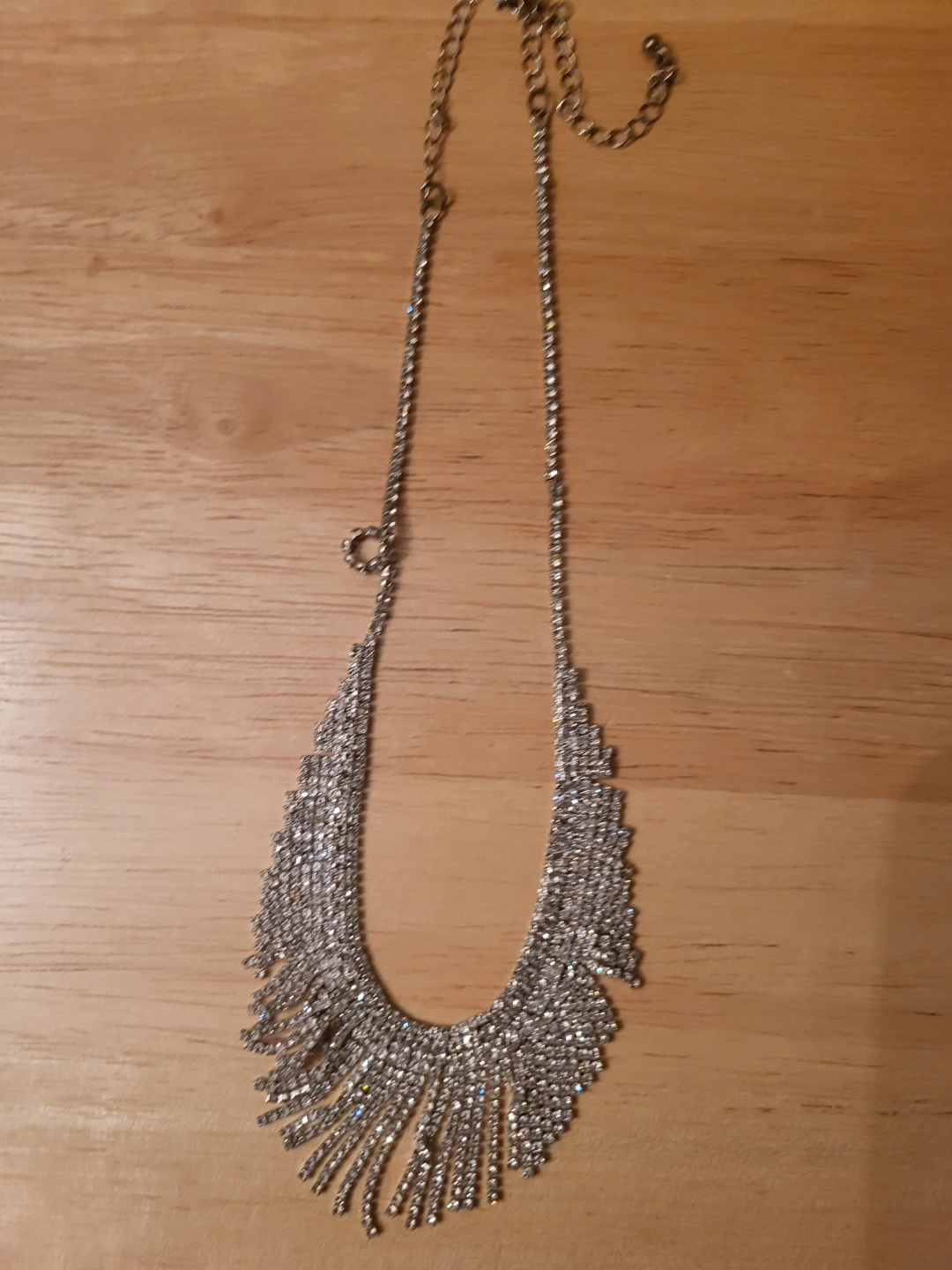 Silver-Tone Rhinestone Fringe Necklace