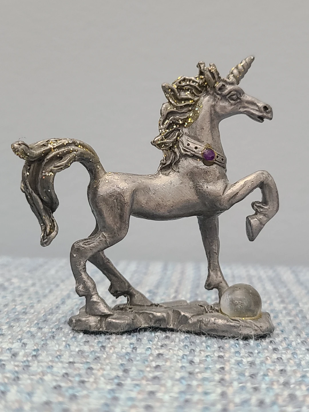 Vintage - 7 Unicorn and 1 Horse Pewter Figurines - photo 3