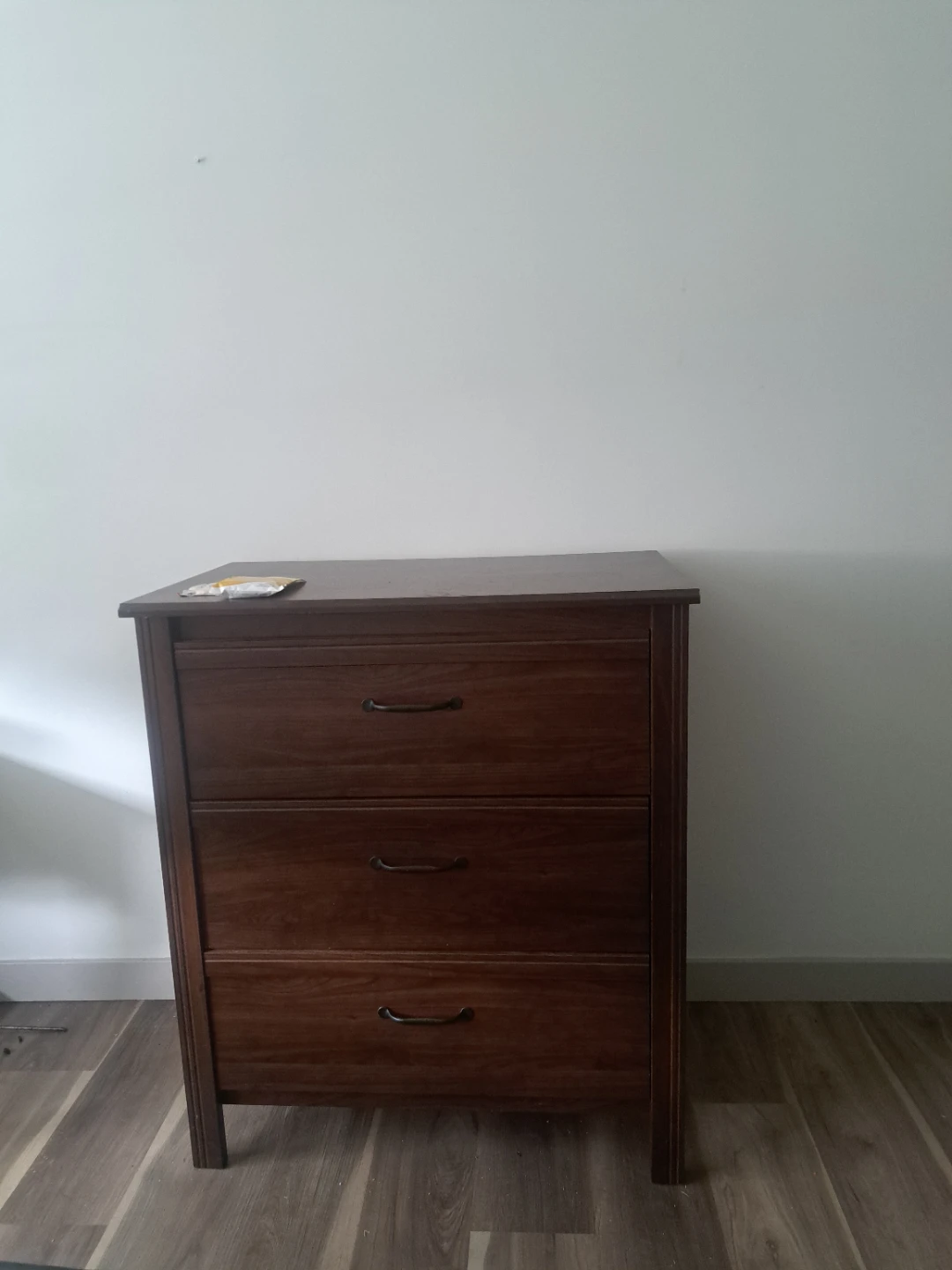 Three-Drawer Dark Wood Dresser