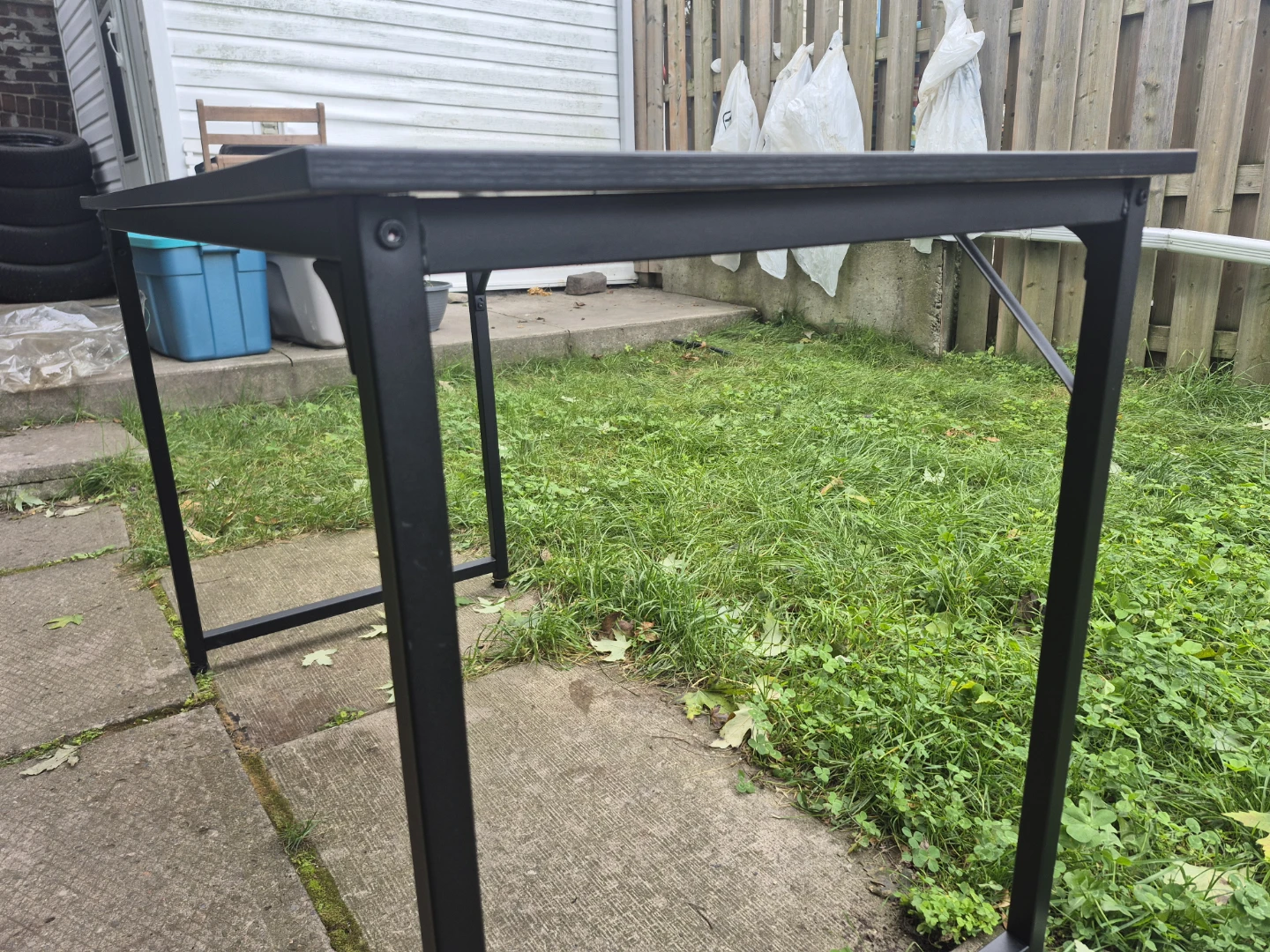 Modern Black Wood Office Table with Metal Frame - photo 3