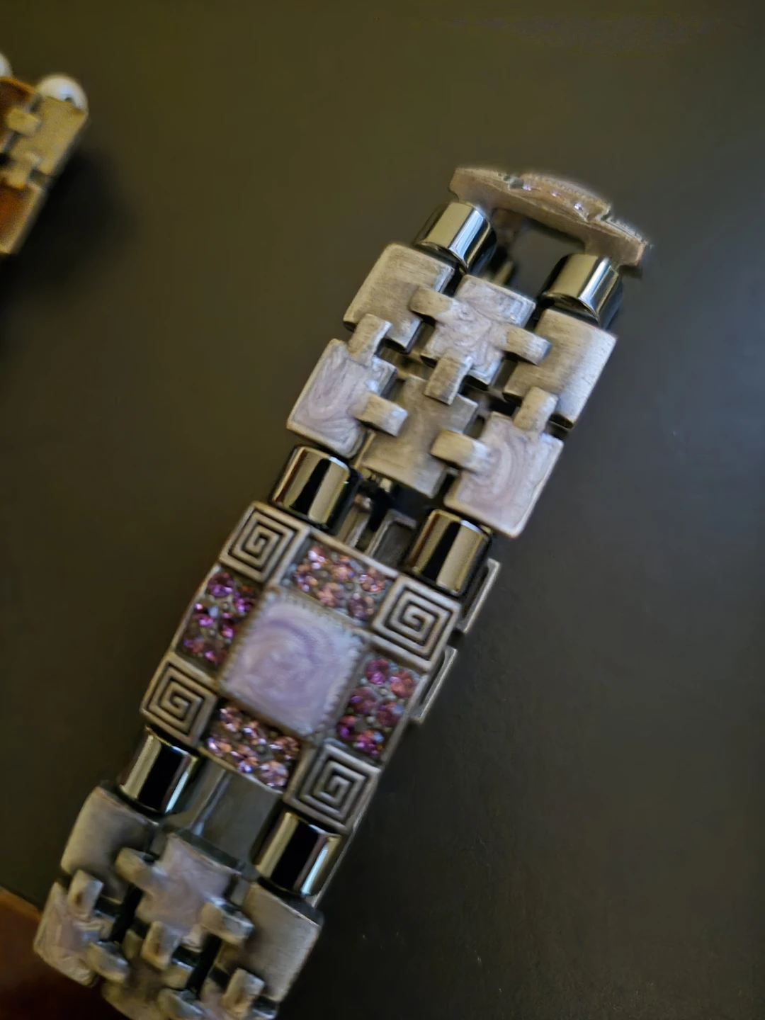 Silver-Tone Patterned Link Bracelet