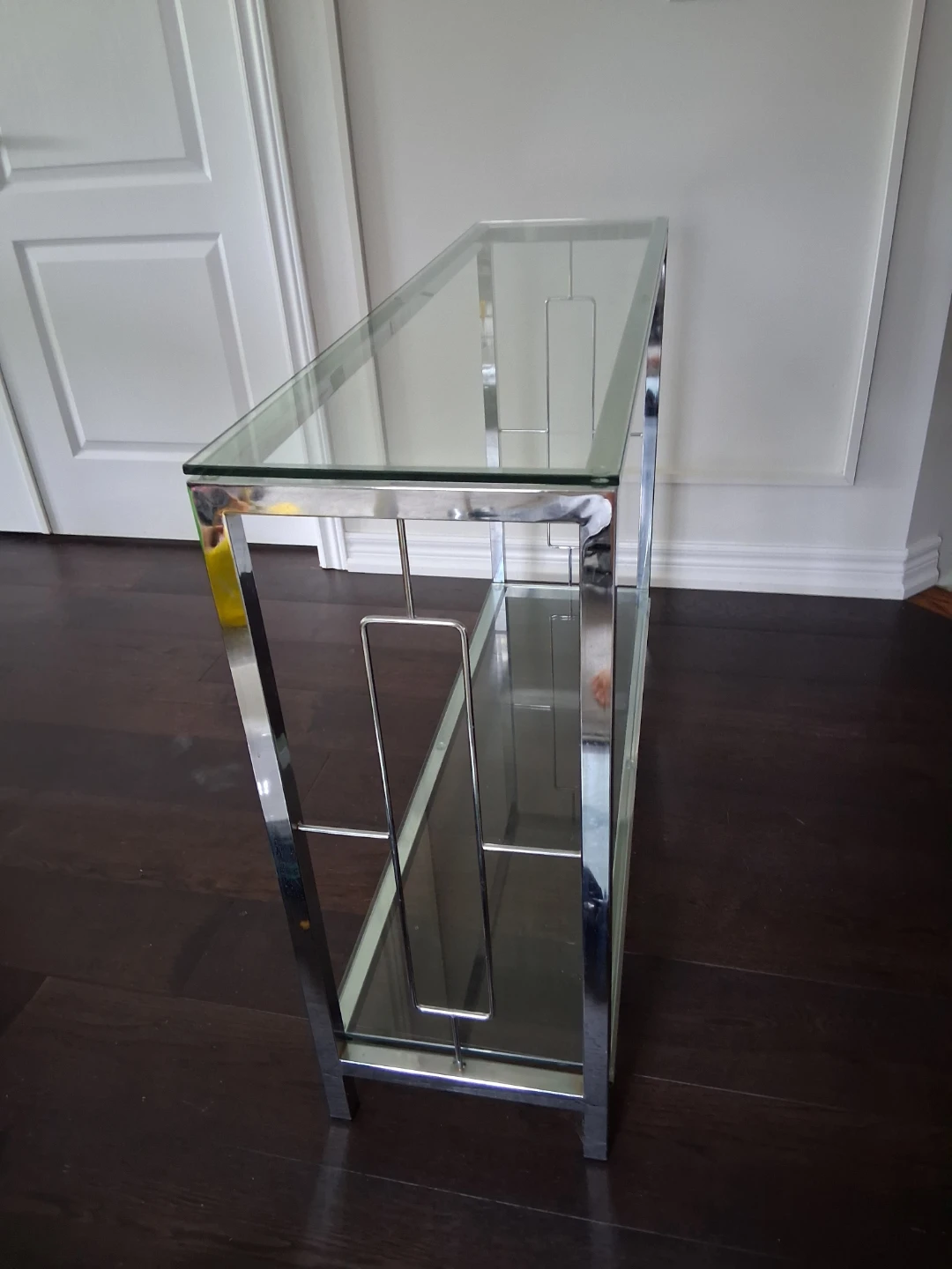 Chrome and glass console table - photo 3
