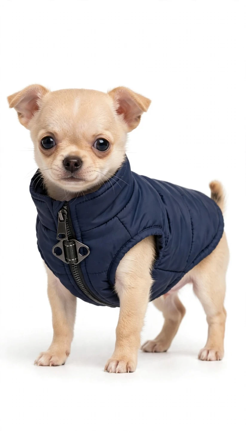 Navy Blue Puffer Vest for Small Dog