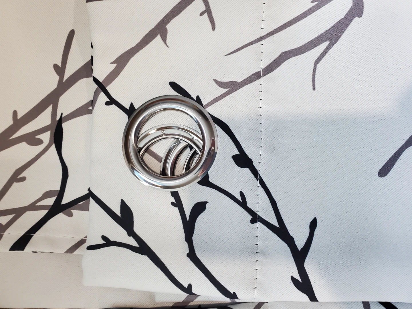 Black / Grey white tree branch print curtains - photo 3