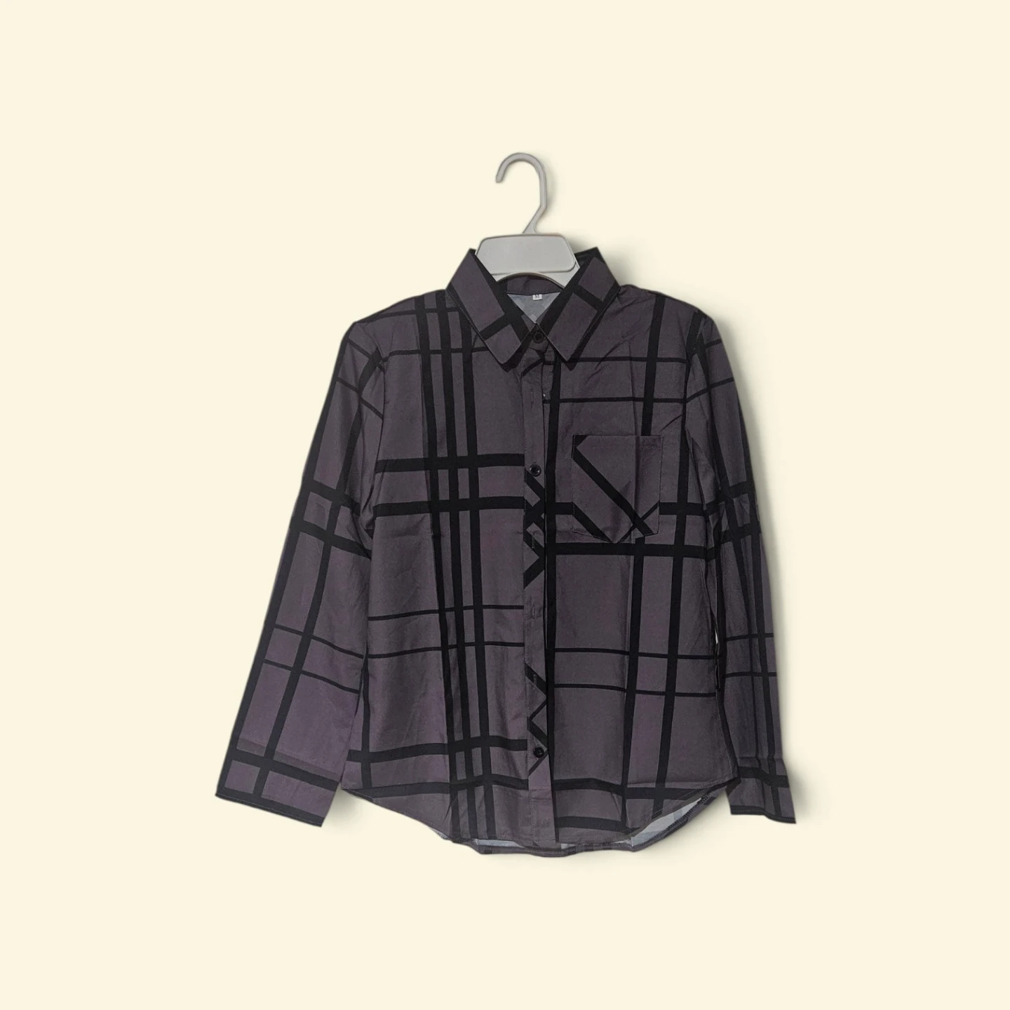 Grey Plaid Long Sleeve Shirt