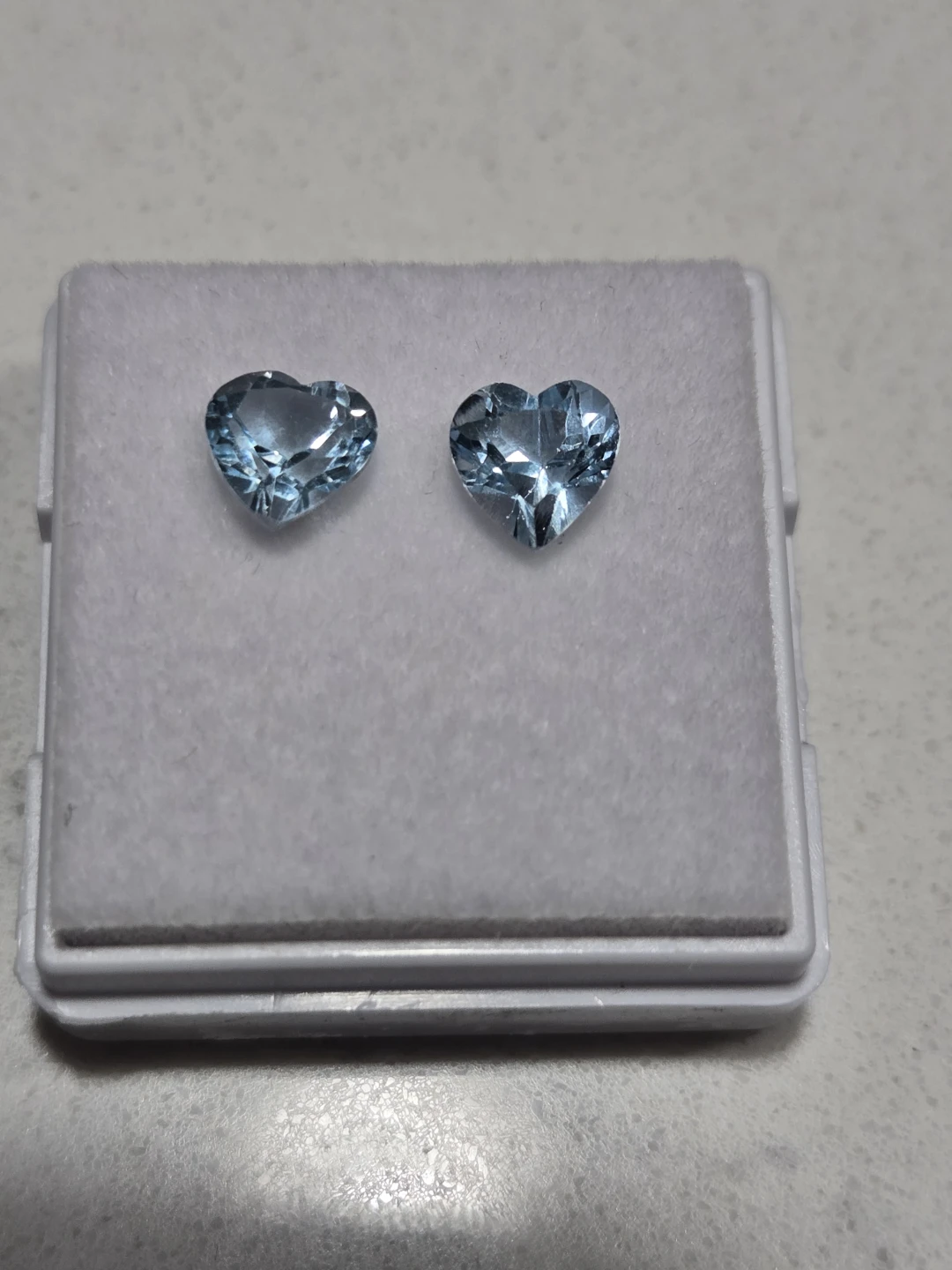 Heart-shaped Blue Topaz Pair