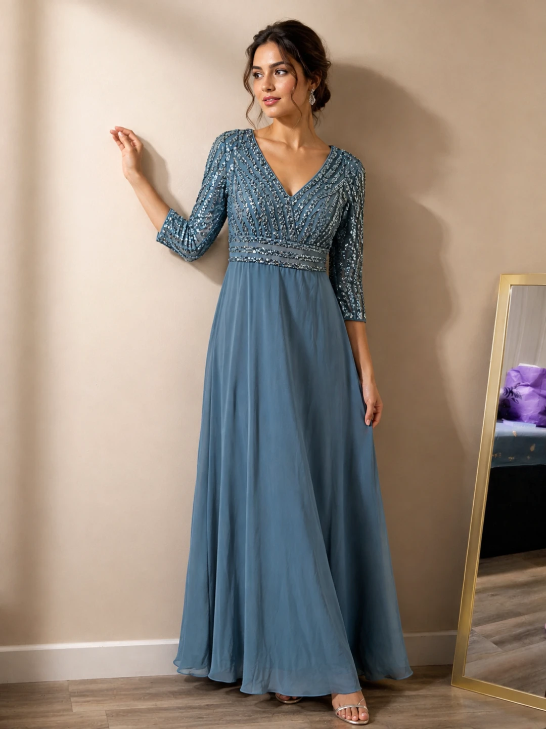 Shien Ever-Pretty Sequin Embellished Maxi Dress