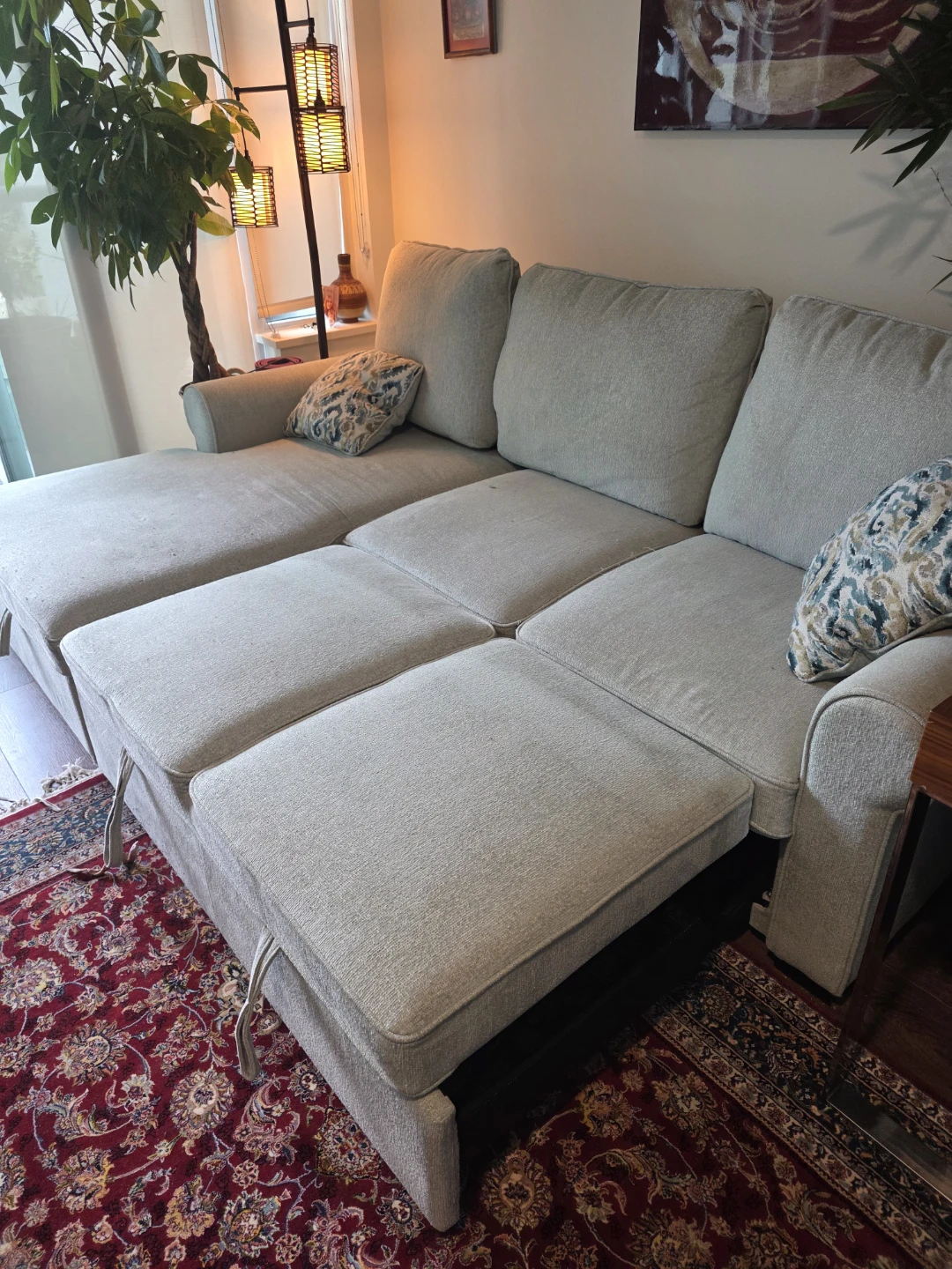 Light Grey Sectional Sofa Bed with Storage - photo 4