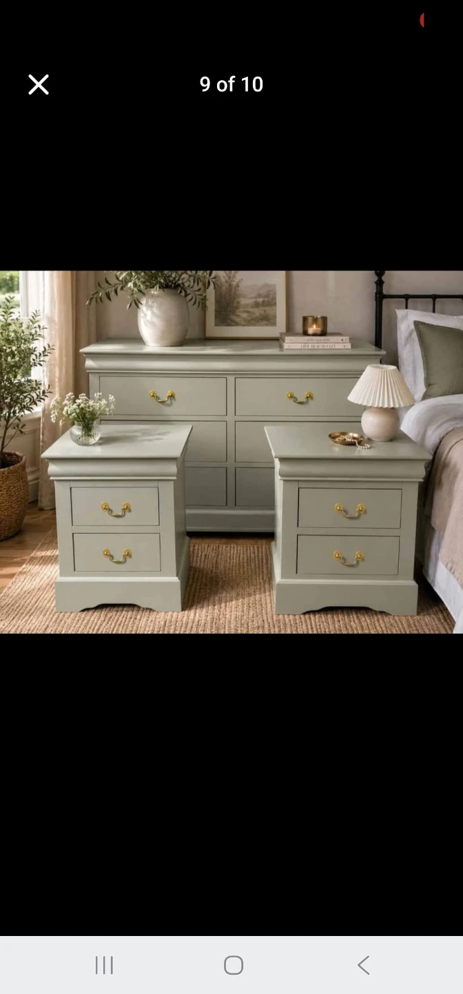 Sage Green Dresser and Two Matching Nightstands - photo 5