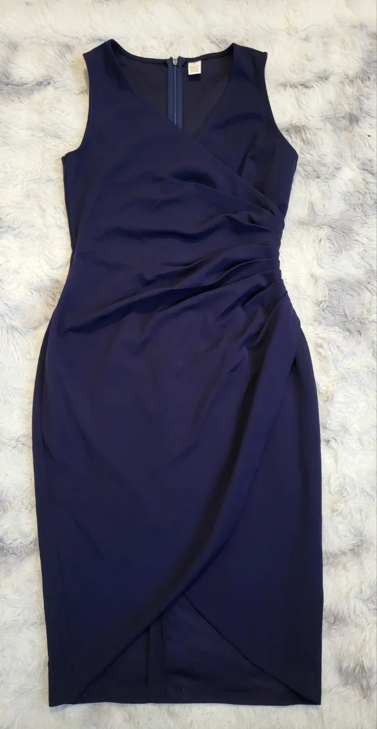 Navy Blue Sleeveless Wrap Dress Size Small - photo 2