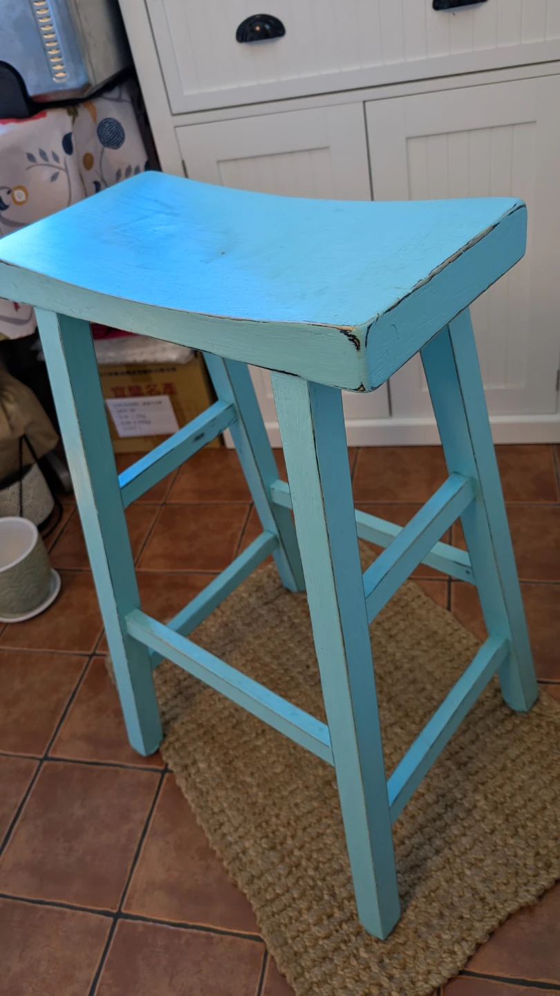 Wooden Bar Stool- shabby chic tiffany blue - photo 3