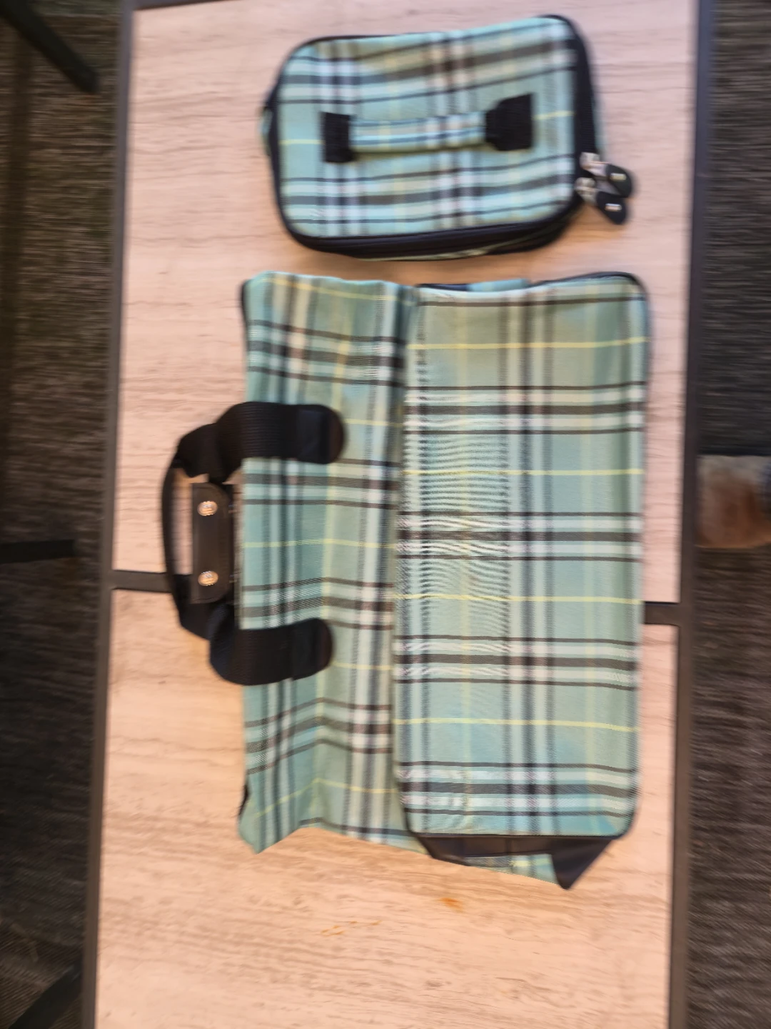 Plaid Tote Bag with Matching Organizer Case