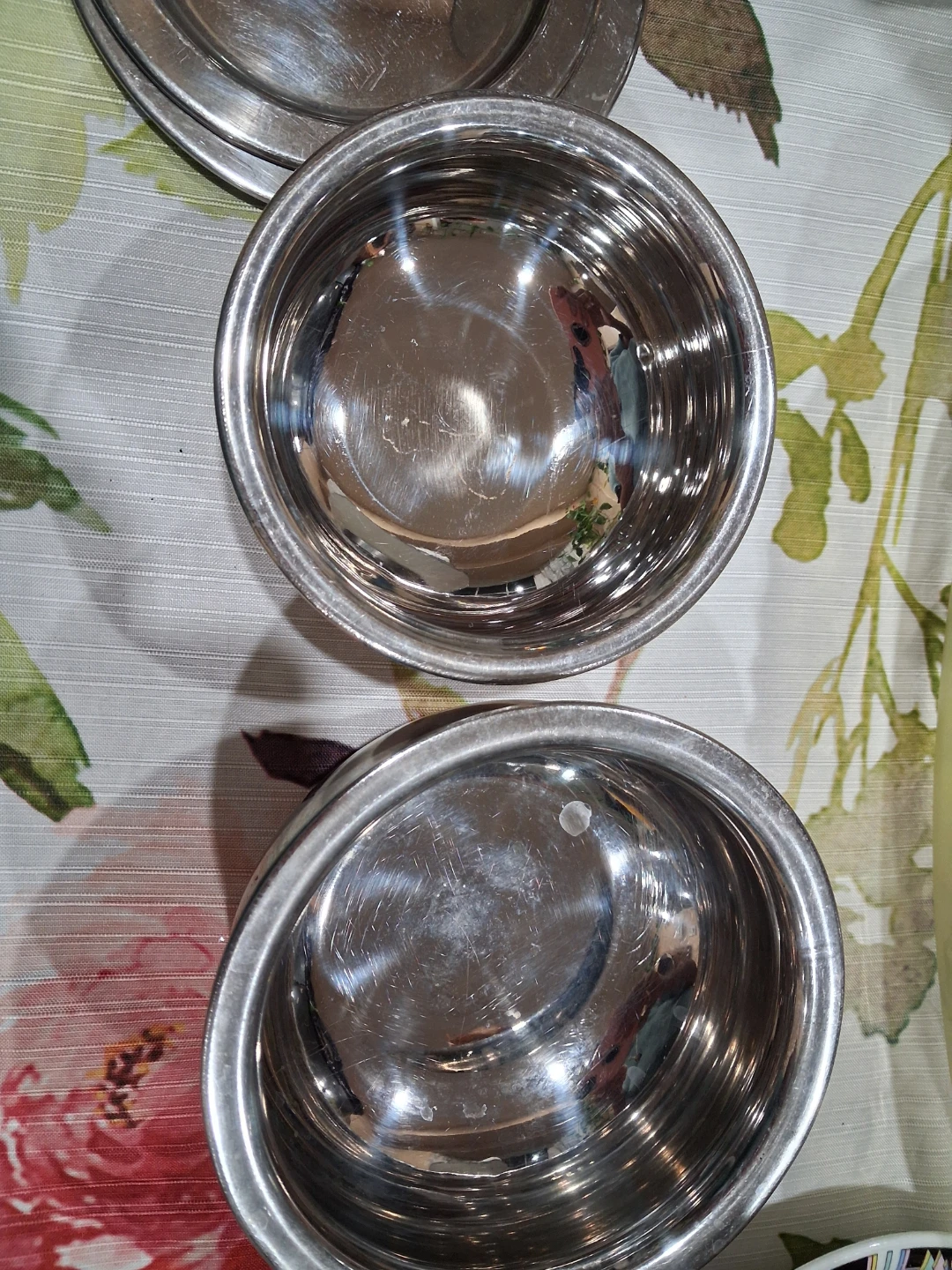 Set of Two Copper-Bottom Stainless Steel Bowls