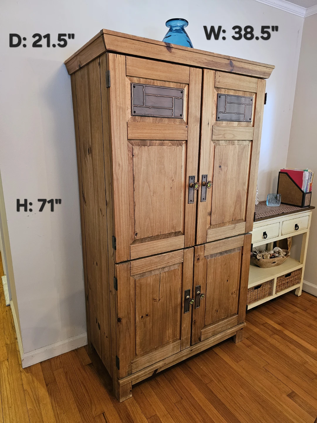 Rustic Solid Wood Armoire / Media Cabinet - photo 2