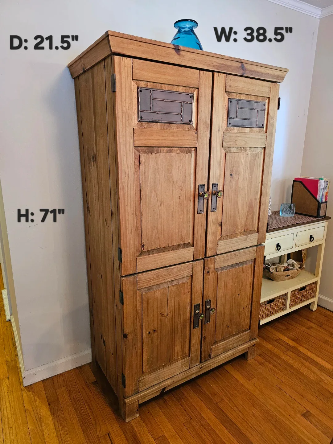 Rustic Solid Wood Armoire / Media Cabinet - photo 2