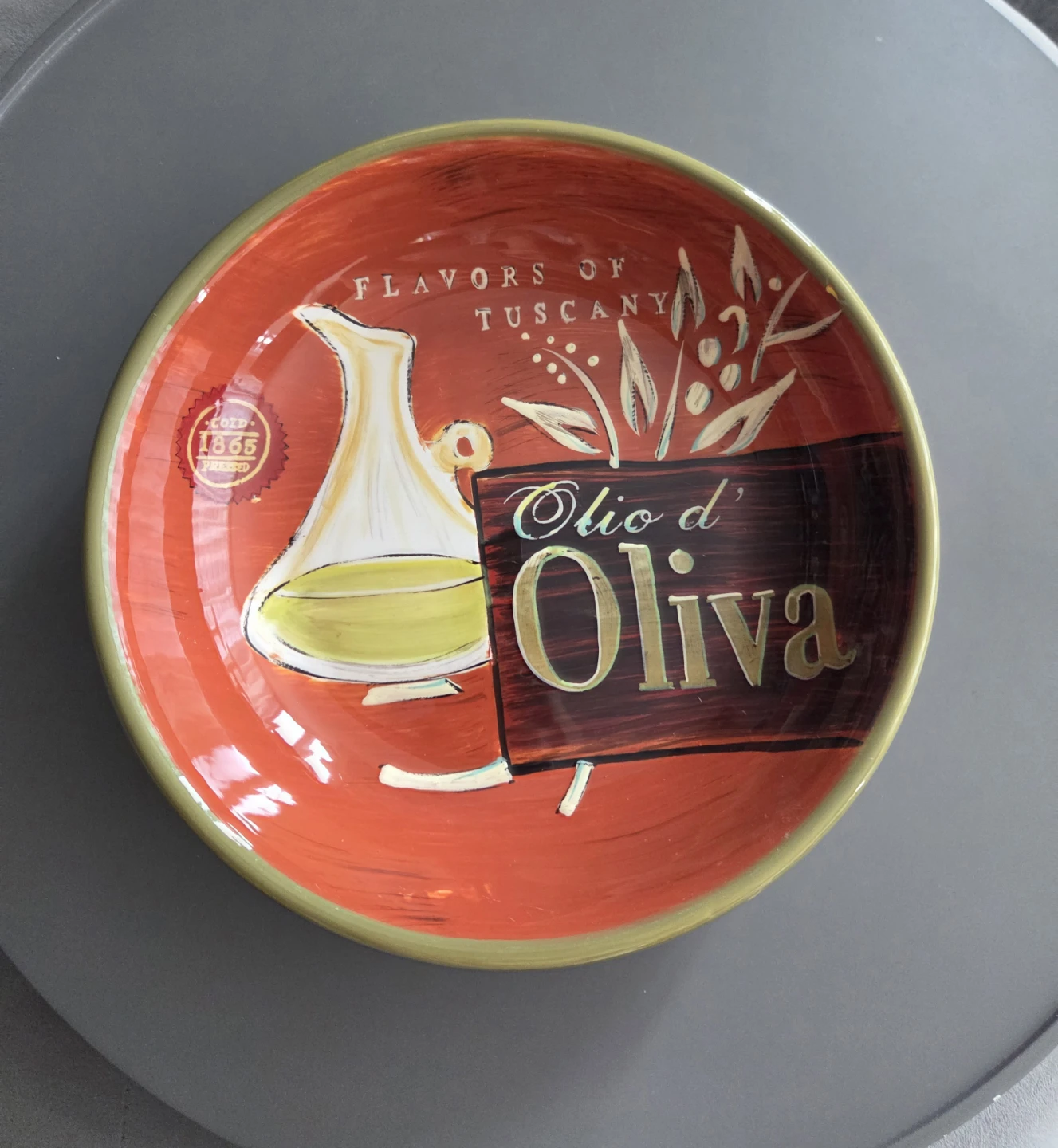 Flavors of Tuscany Olio d'Oliva Decorative Bowl
