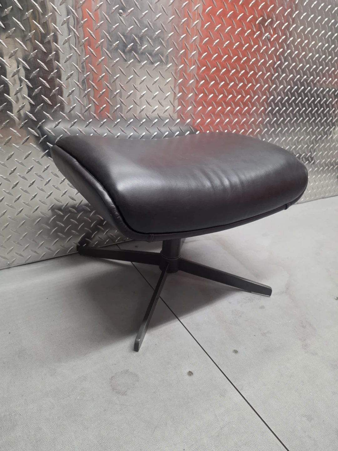 Black Leather Ottoman