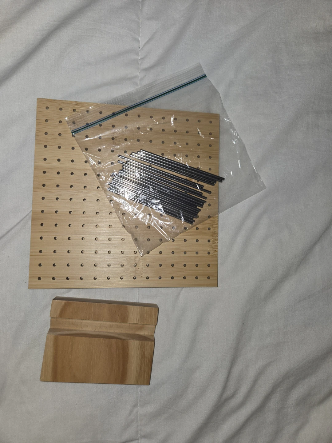 Bamboo Pegboard Organizer with Wooden Stand