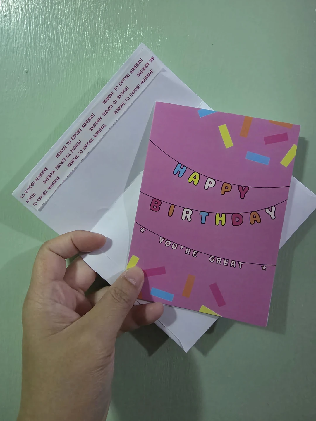 Pink Happy Birthday Greeting Card with Envelope 🏈