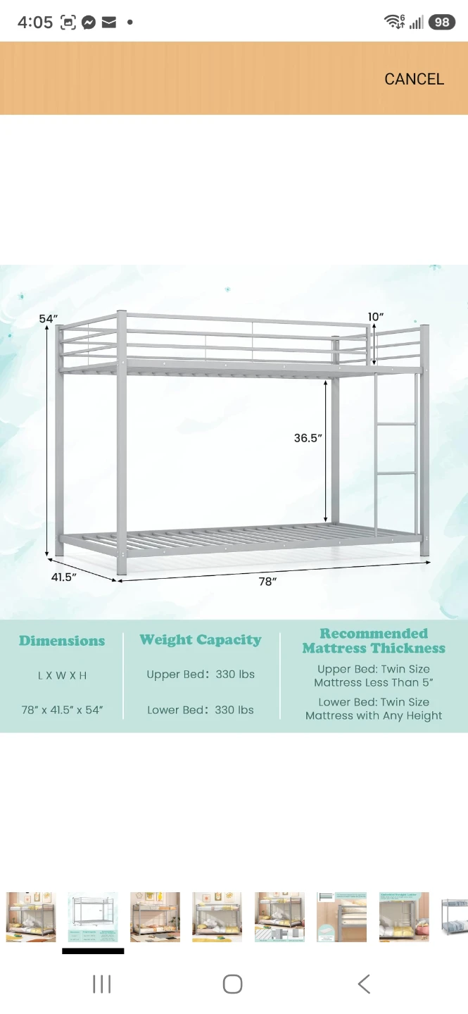 Metal Twin Bunk Bed - photo 2