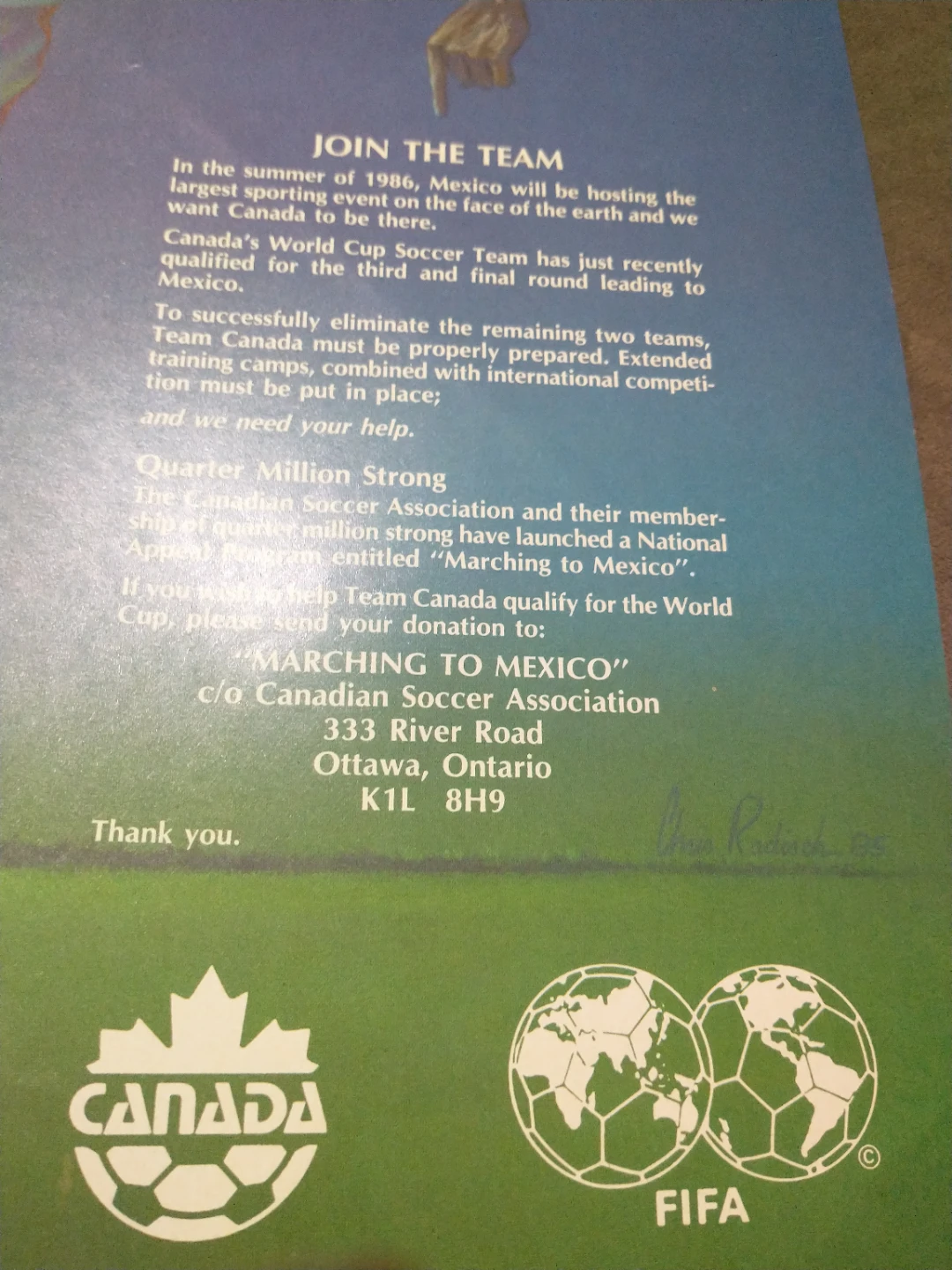 Canada Soccer Marching to Mexico World Cup '86 Poster - photo 5