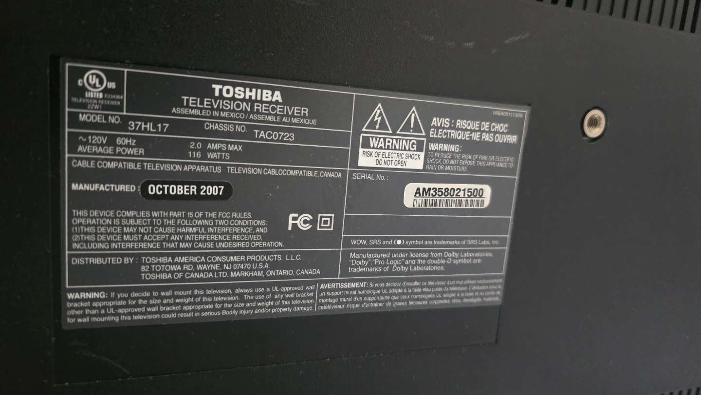 Toshiba 37" TV - photo 4