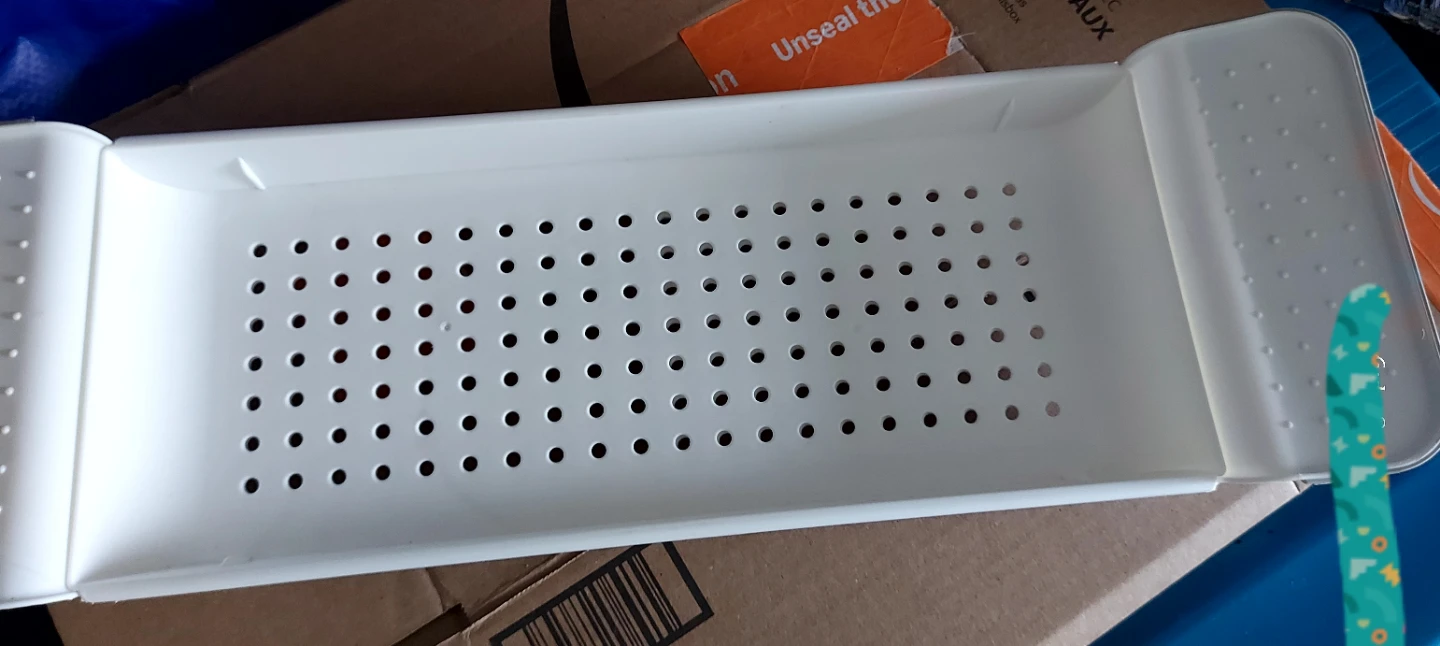 Adjustable White Plastic Bath Caddy Tray